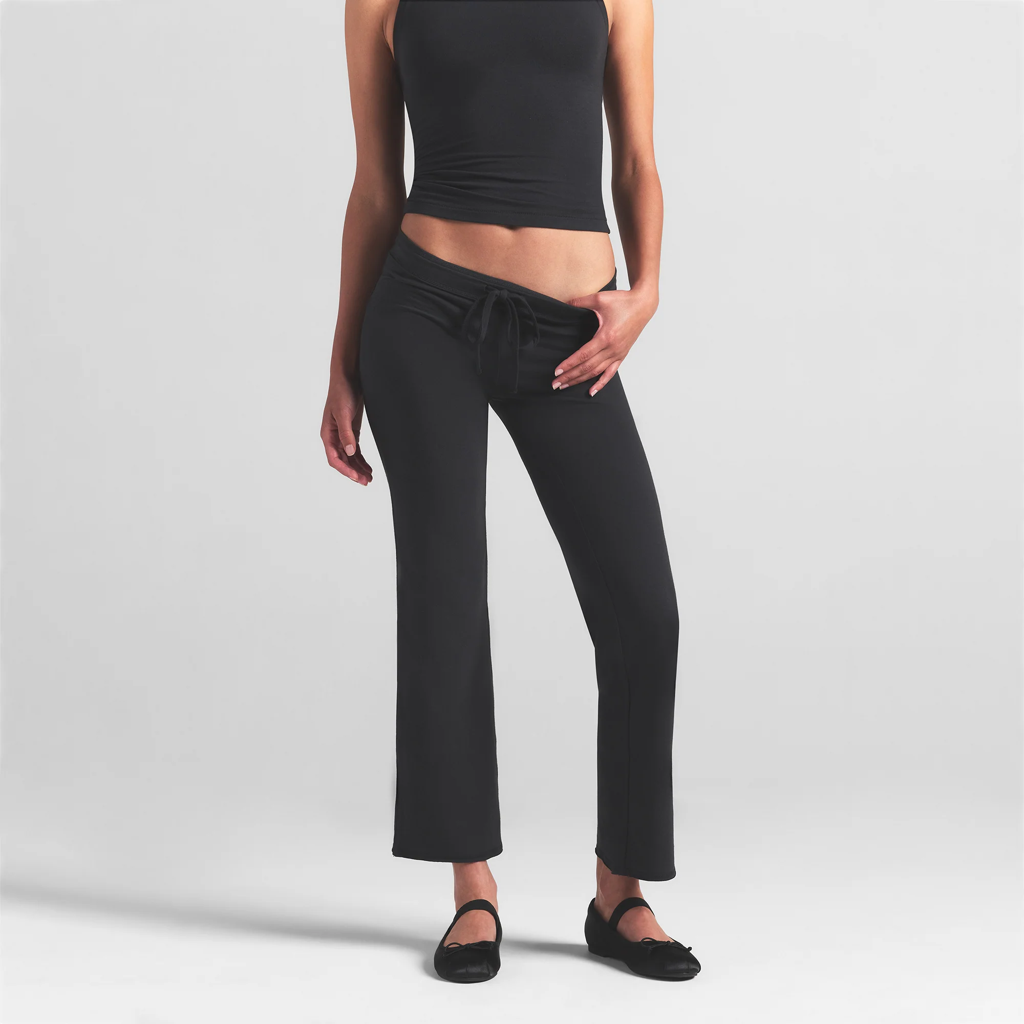 COTTON JERSEY LOW RISE CROP PANT | REDWOOD