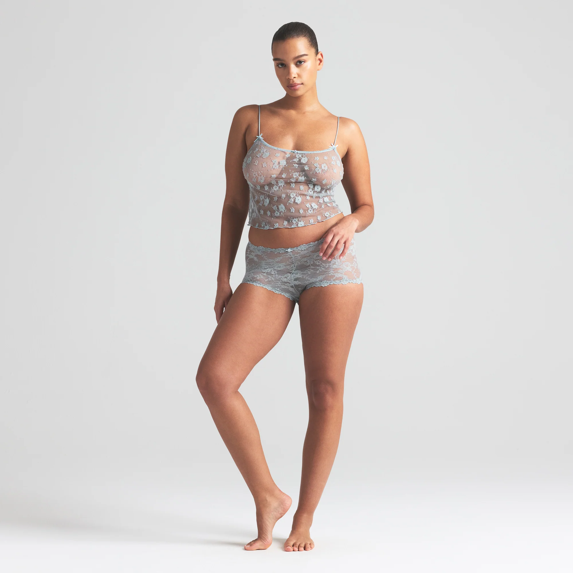 STRETCH LACE BOY SHORT | MERCURY