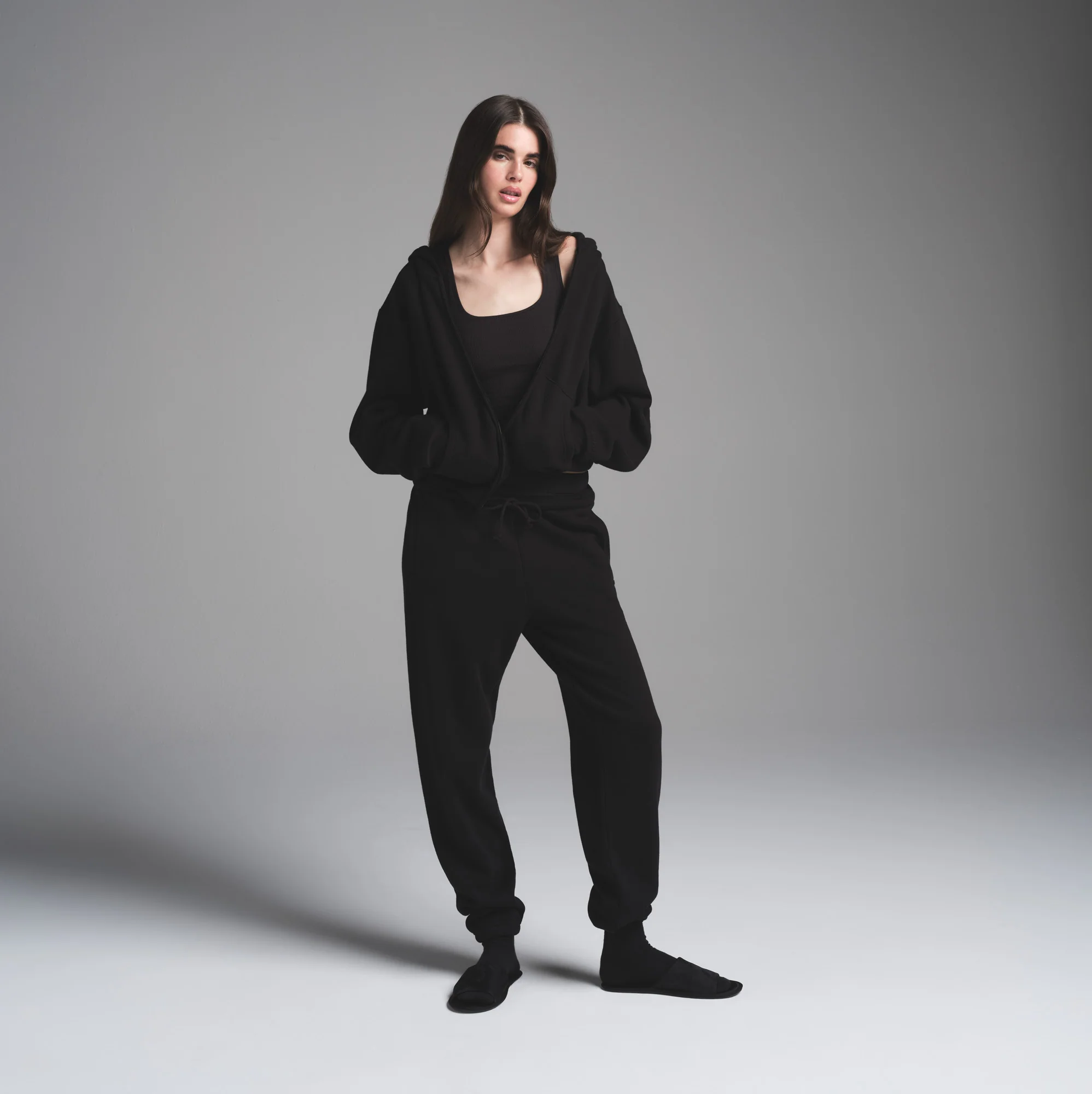 COTTON FLEECE CLASSIC ZIP UP HOODIE | LIGHT HEATHER GREY