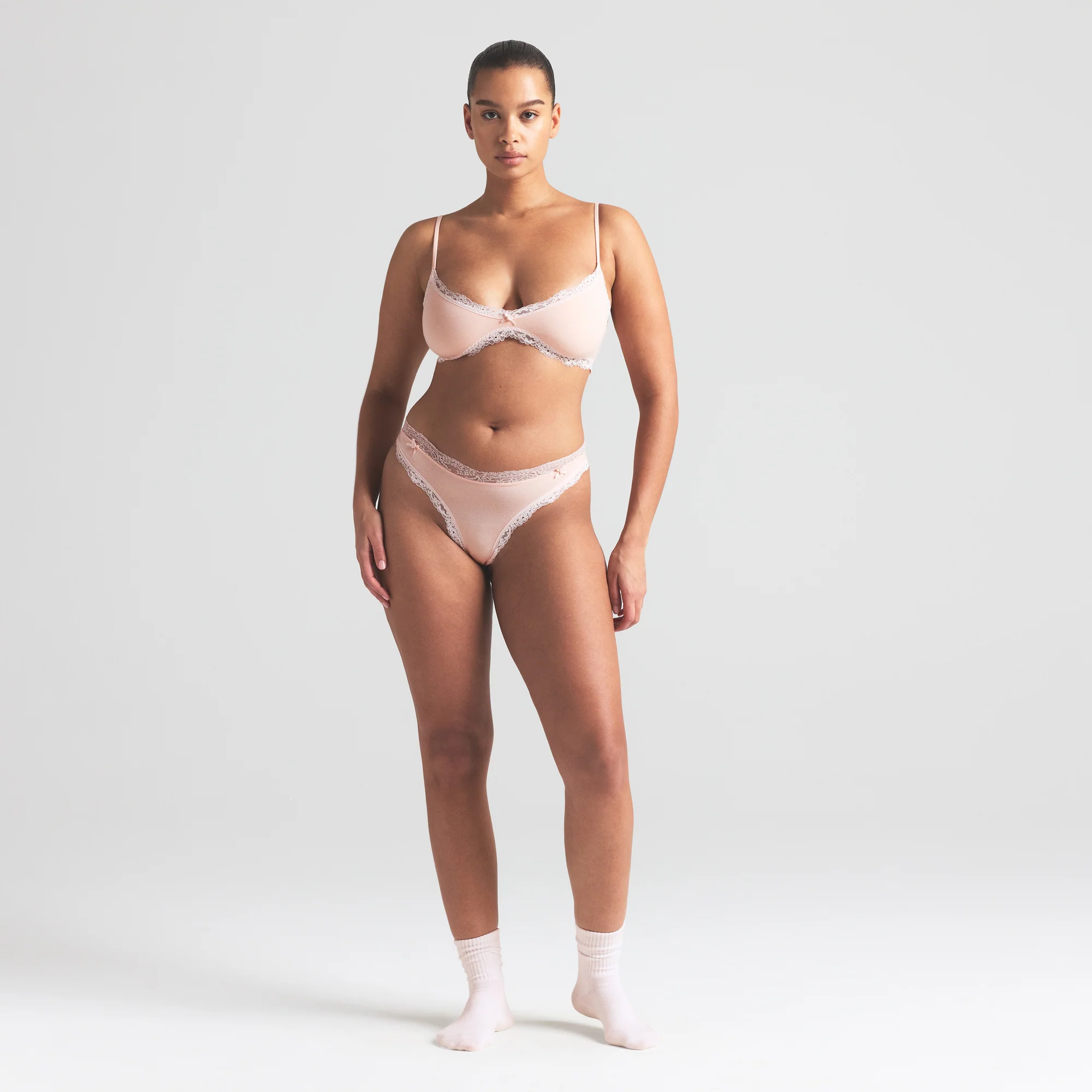 COTTON JERSEY LACE THONG | PRIMROSE