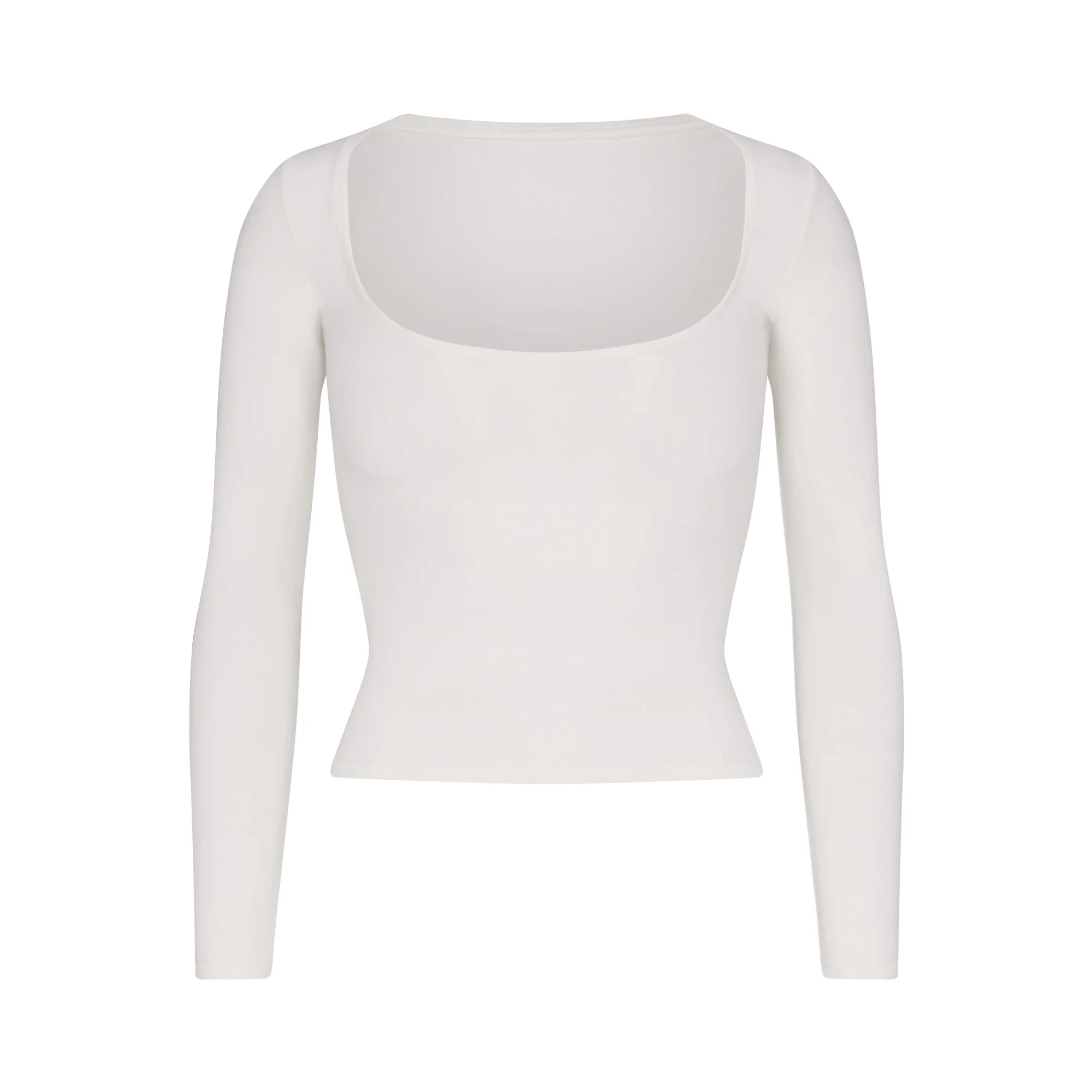 COTTON JERSEY SCOOP NECK LONG SLEEVE TOP | LIGHT HEATHER GREY