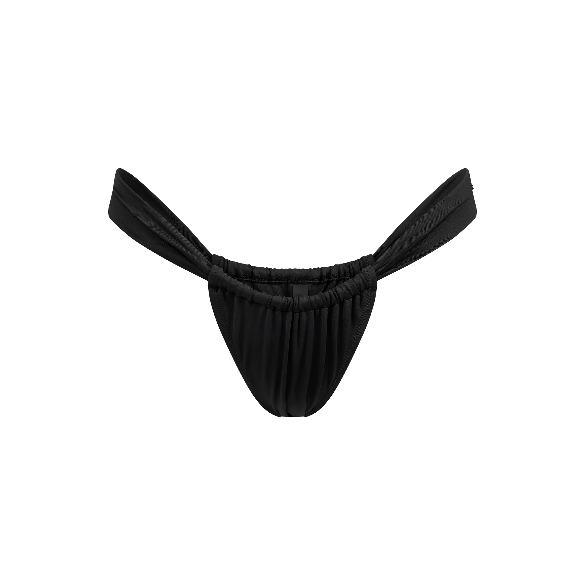 SIGNATURE SWIM RUCHED THONG BIKINI BOTTOM | ONYX
