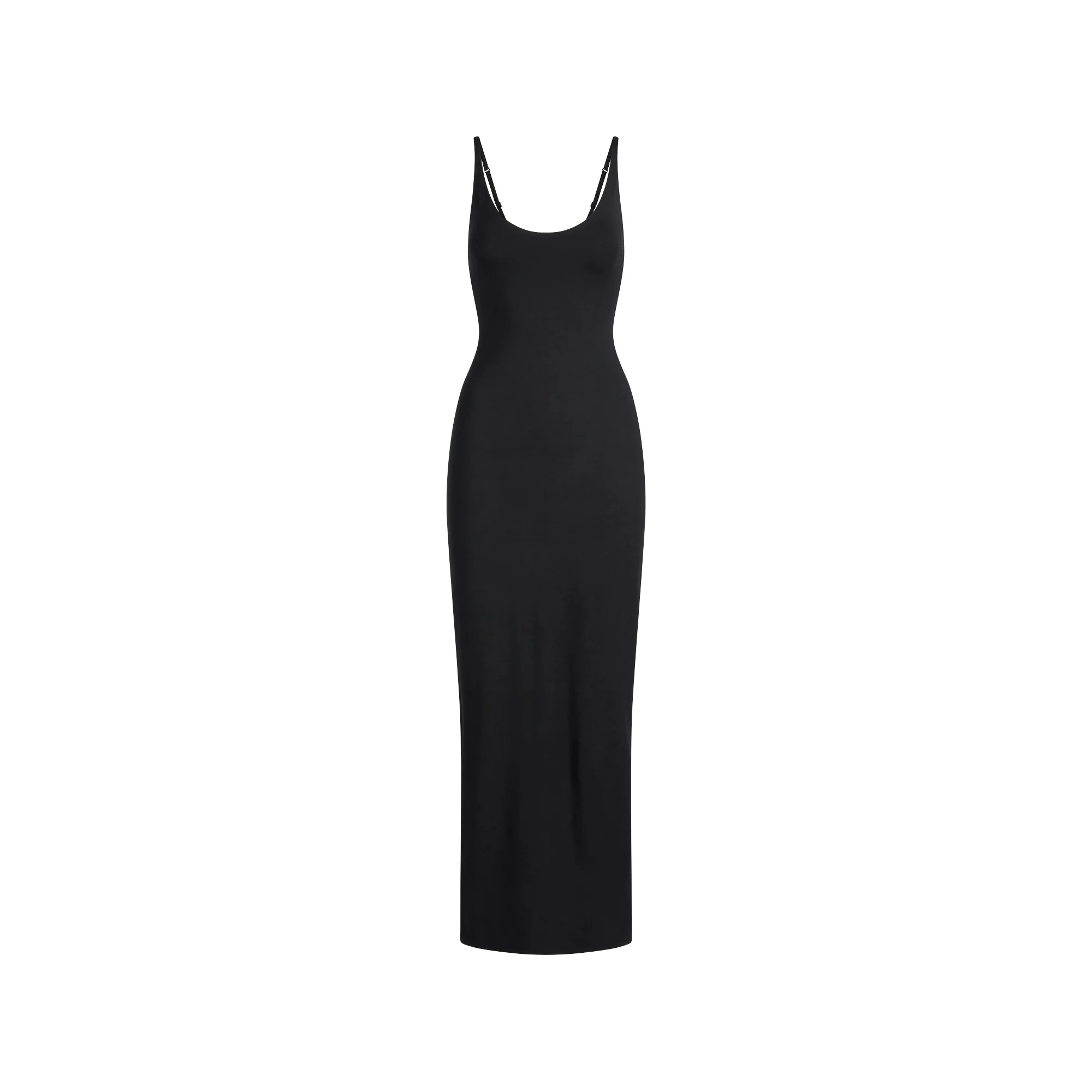 SMOOTH LAYERS SCOOP NECK LONG DRESS | OBSIDIAN