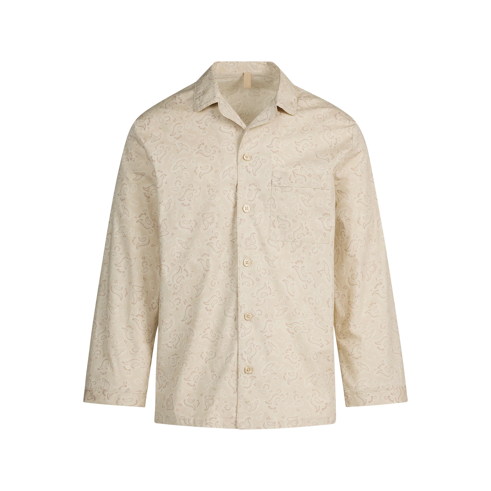 COTTON POPLIN MENS LONG SLEEP SET | TAN PAISLEY PRINT
