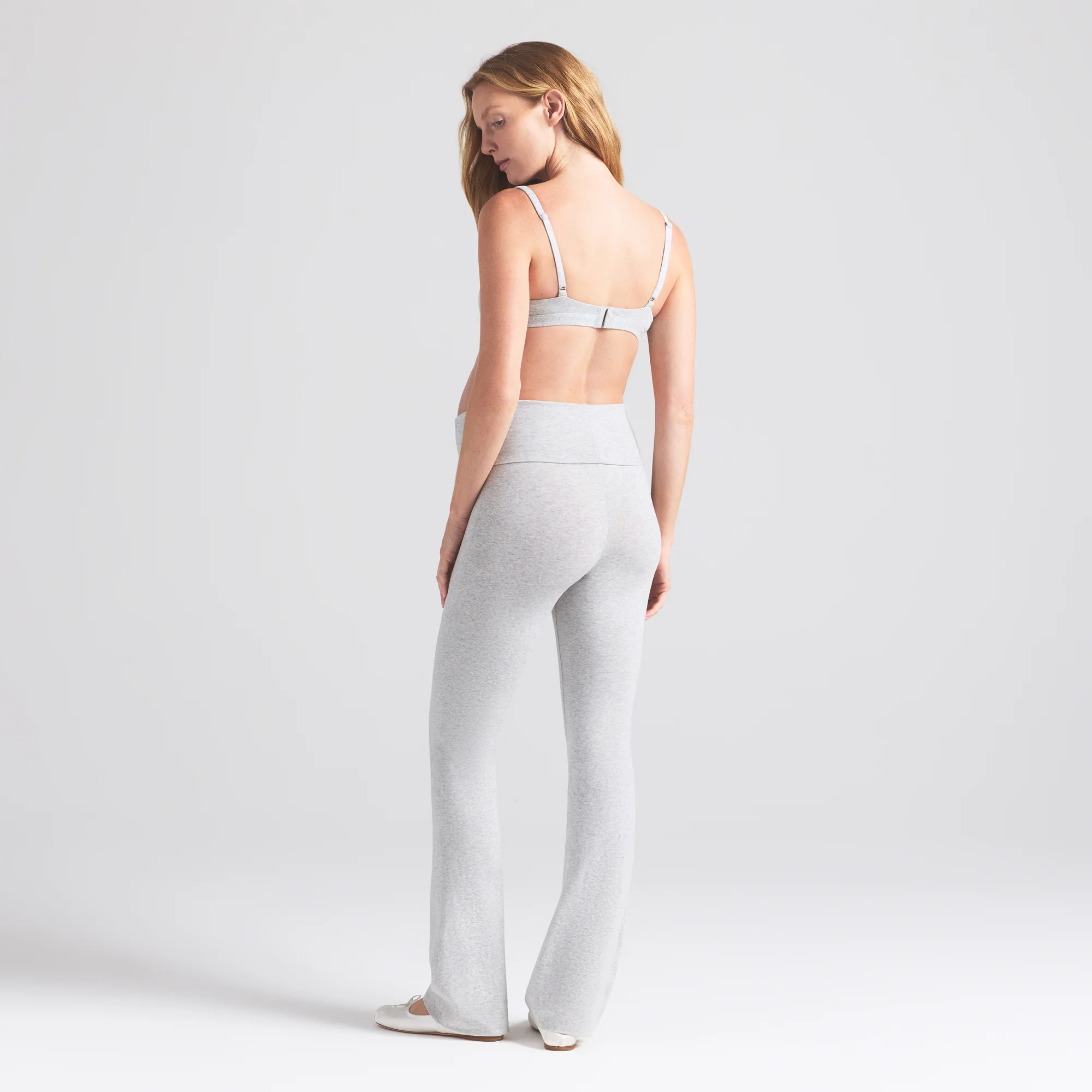 COTTON JERSEY MATERNITY FOLDOVER PANT | LIGHT HEATHER GREY