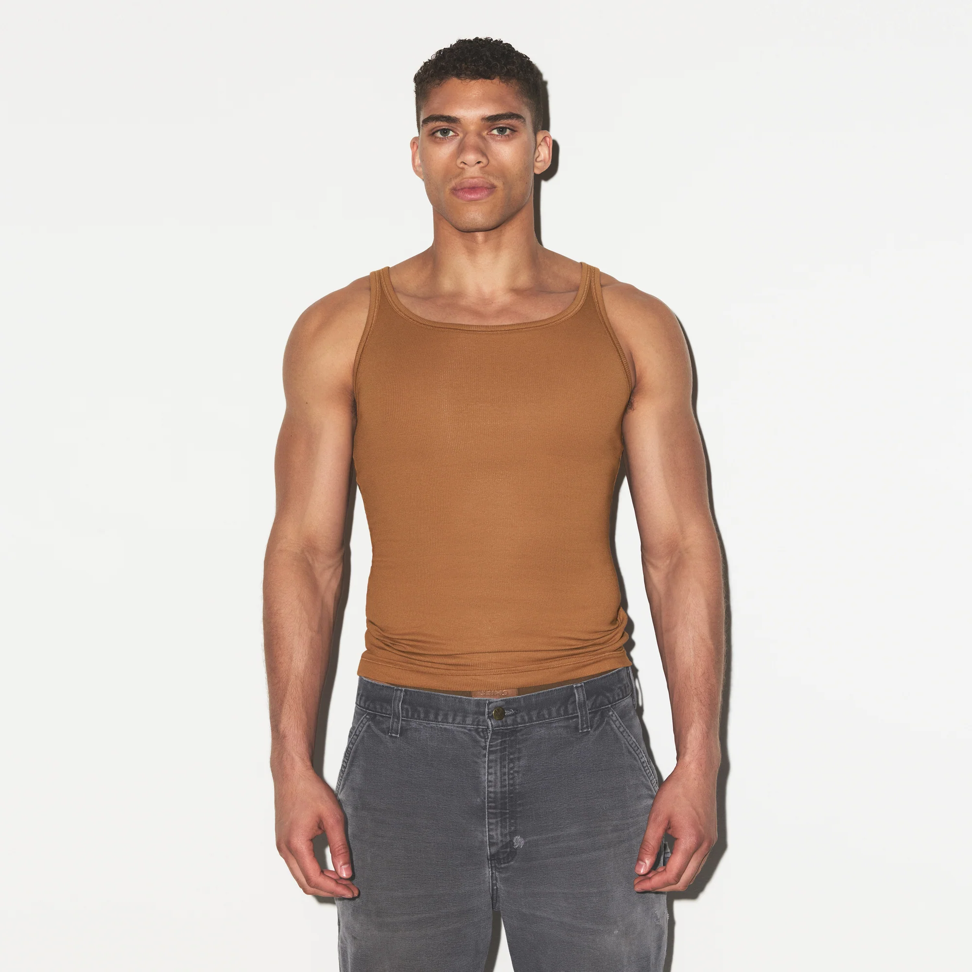 SKIMS COTTON MENS RIB TANK 3-PACK | ECRU RUSSET MULTI