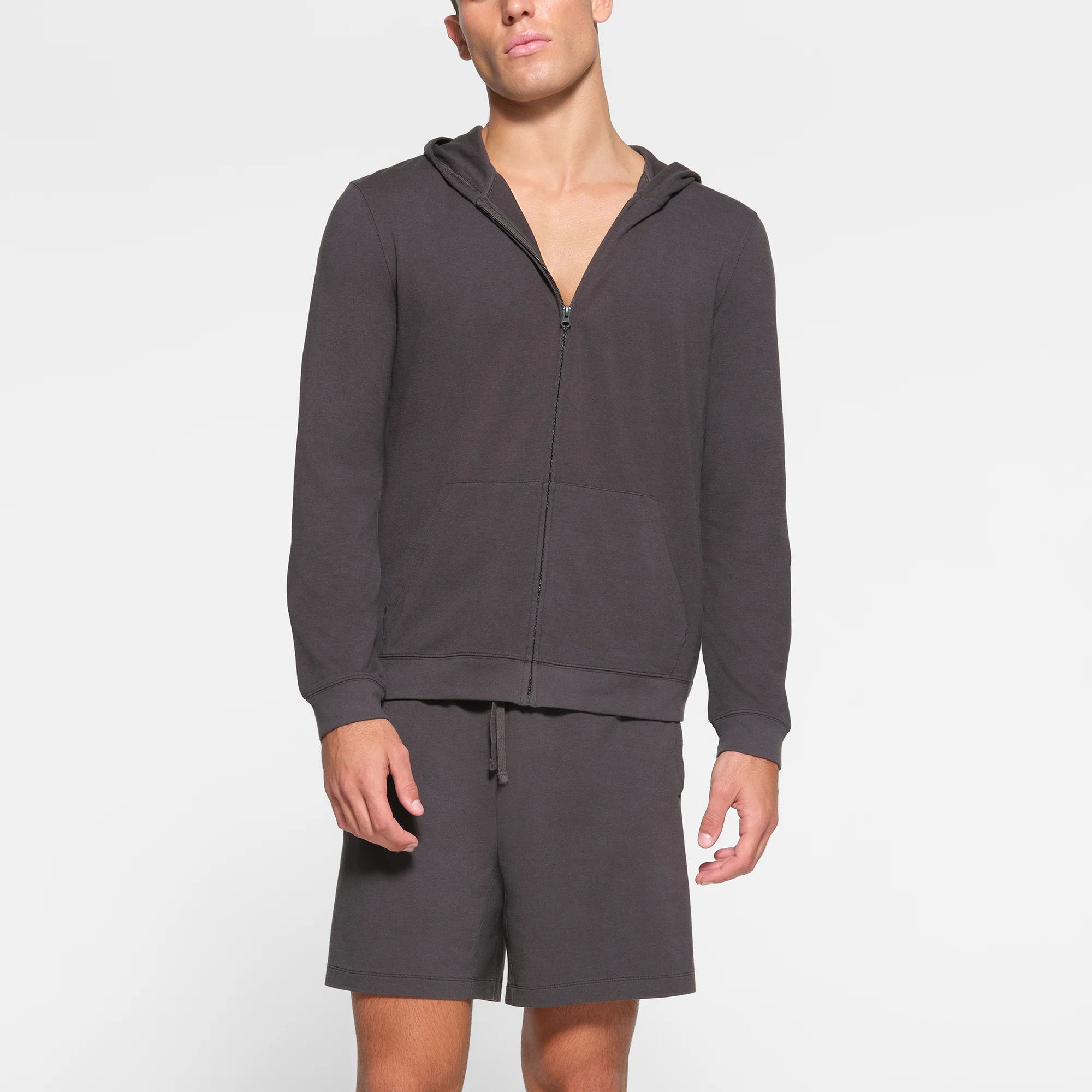 JERSEY LOUNGE MENS ZIP UP HOODIE | ASH