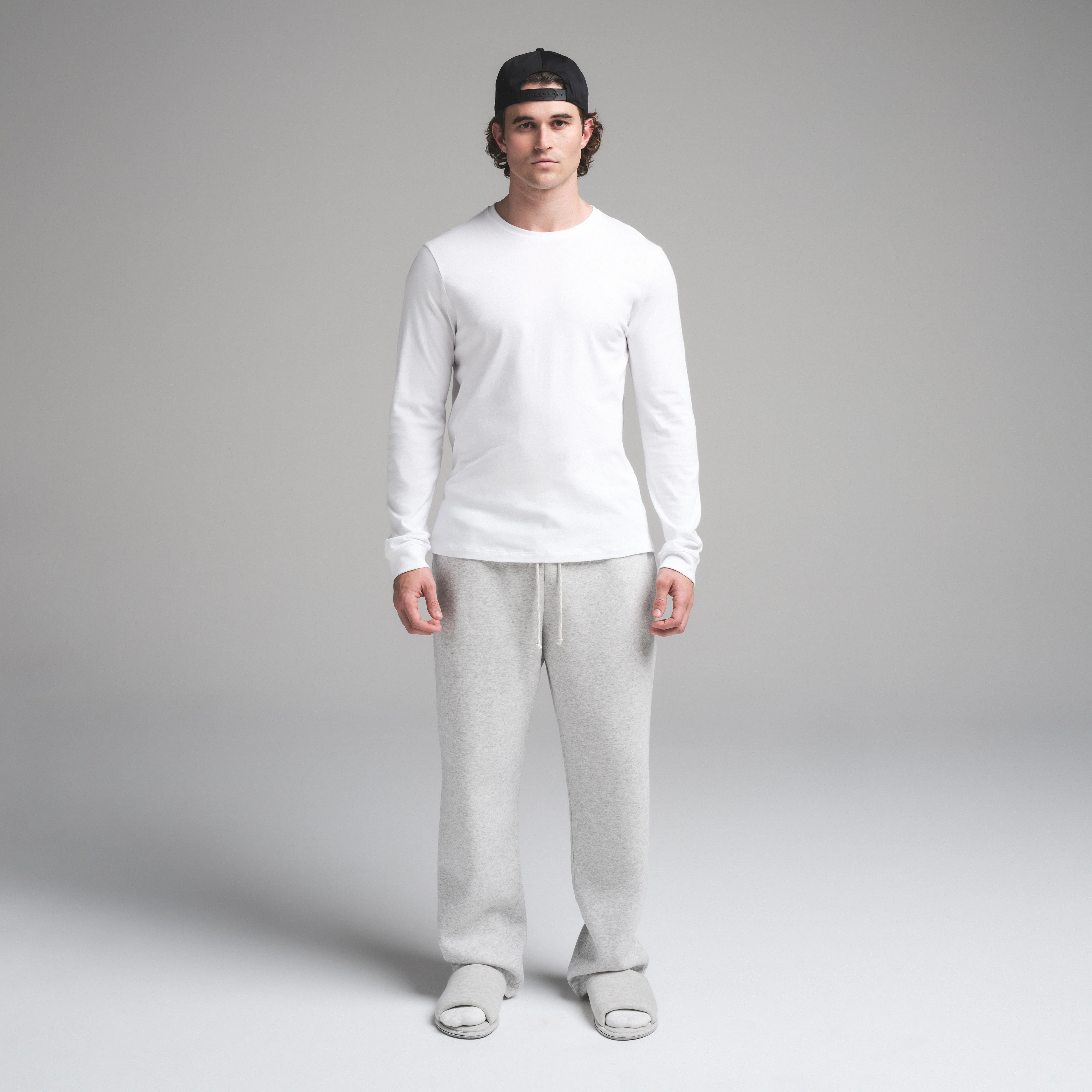 SKIMS COTTON MENS CLASSIC LONG SLEEVE T-SHIRT | CHALK