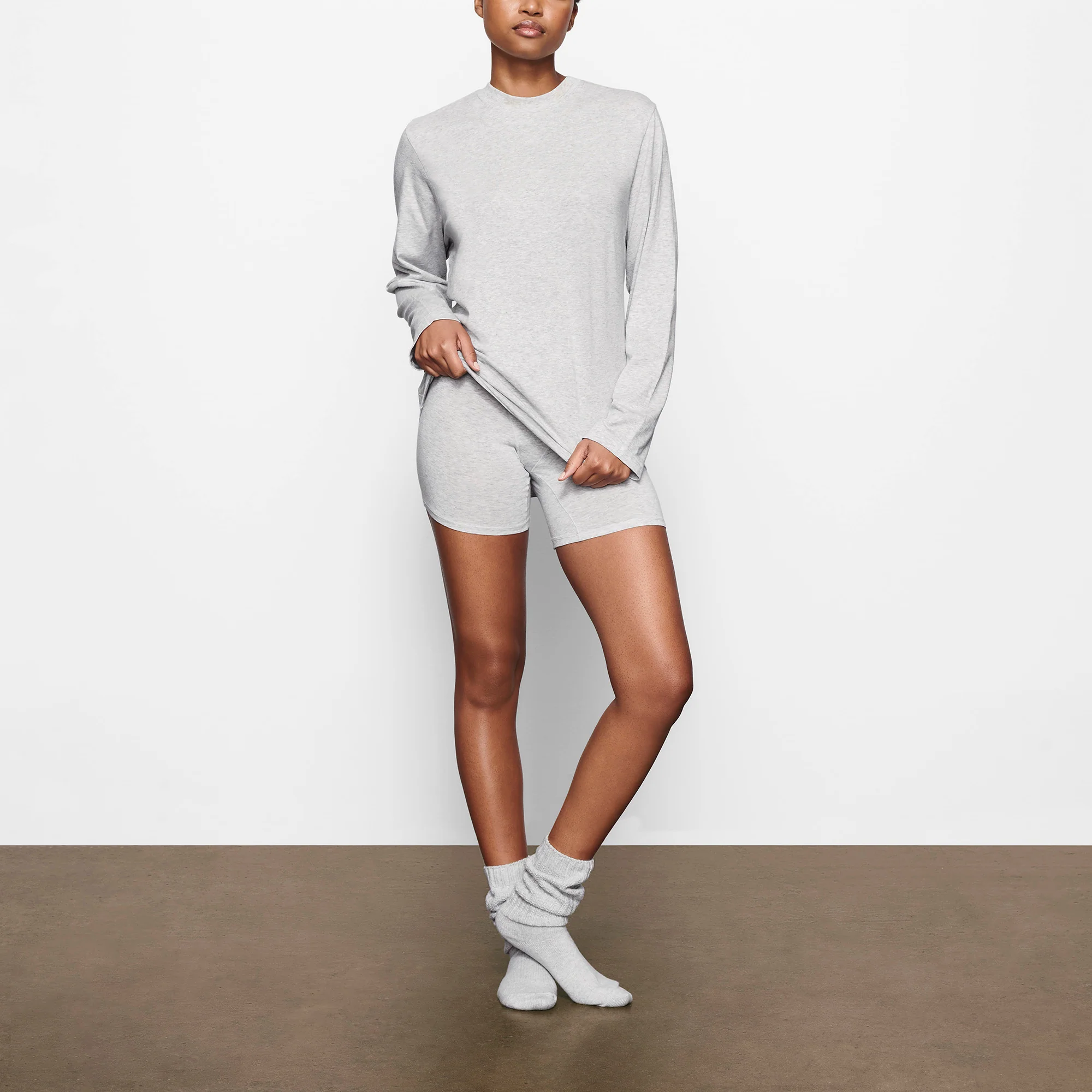 BOYFRIEND LONG SLEEVE T-SHIRT | LIGHT HEATHER GREY
