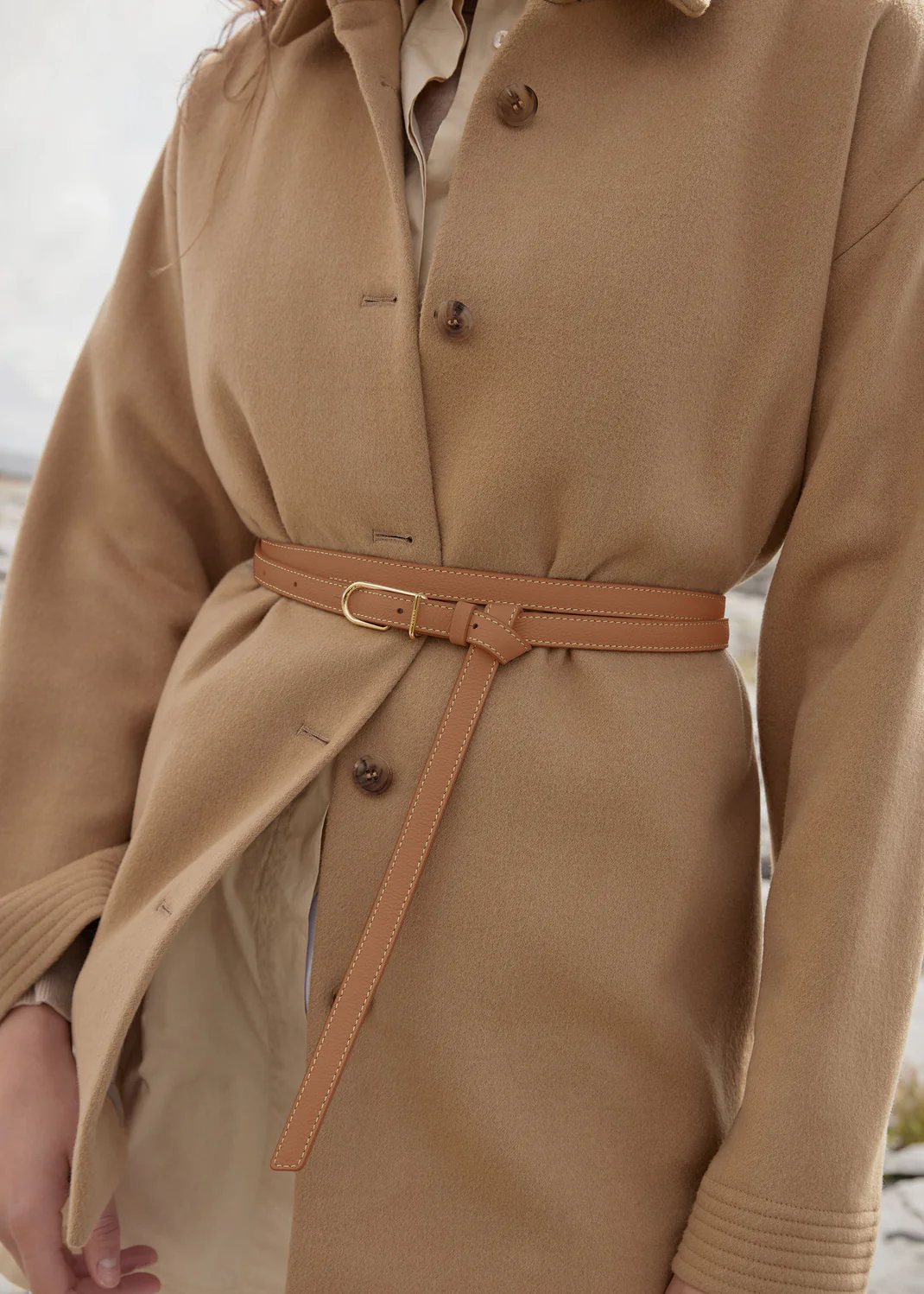 Thin Umi Belt-Edition Textured Camel