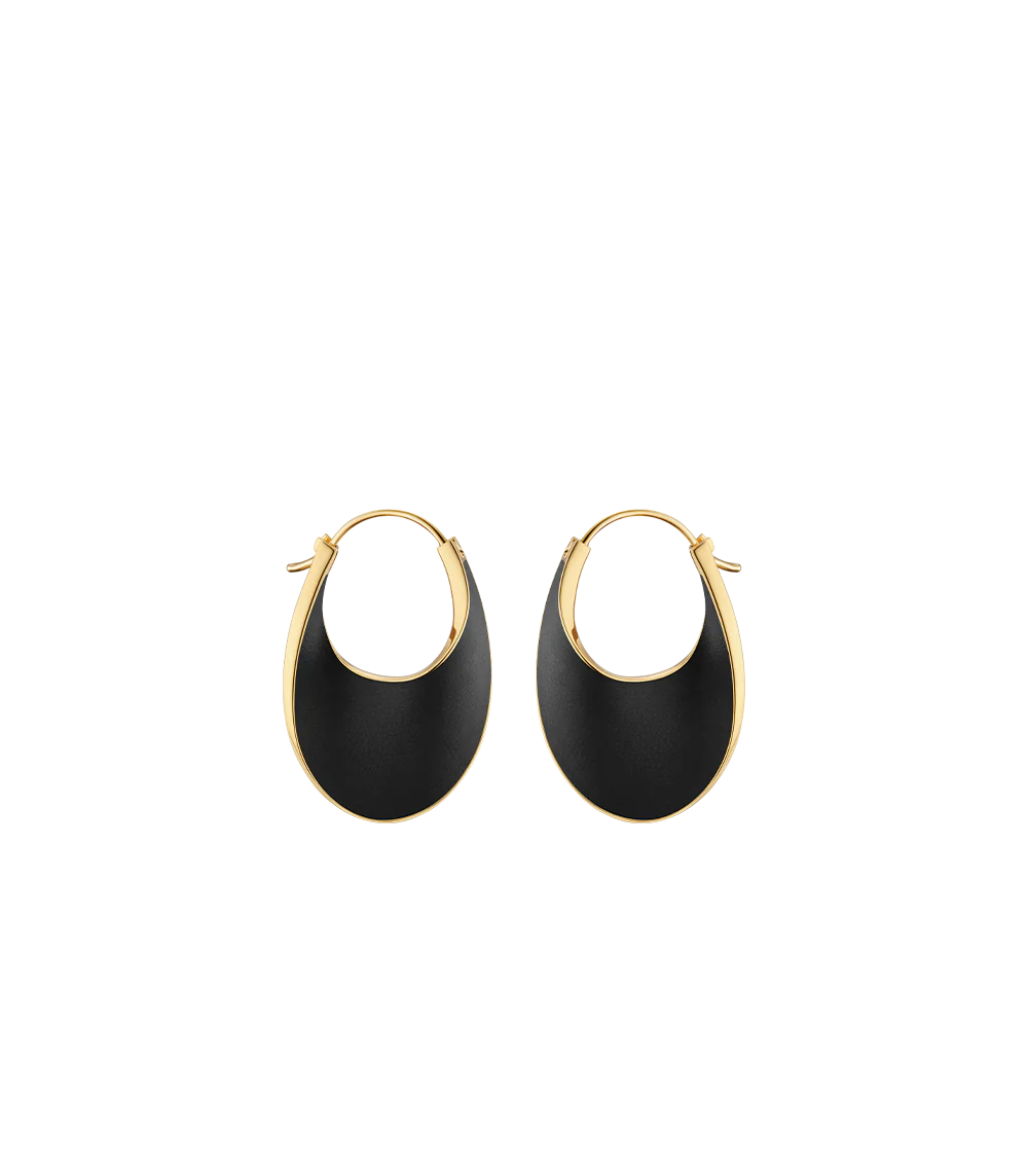 Éole Slim Hoop Earrings-Edition Black Leather