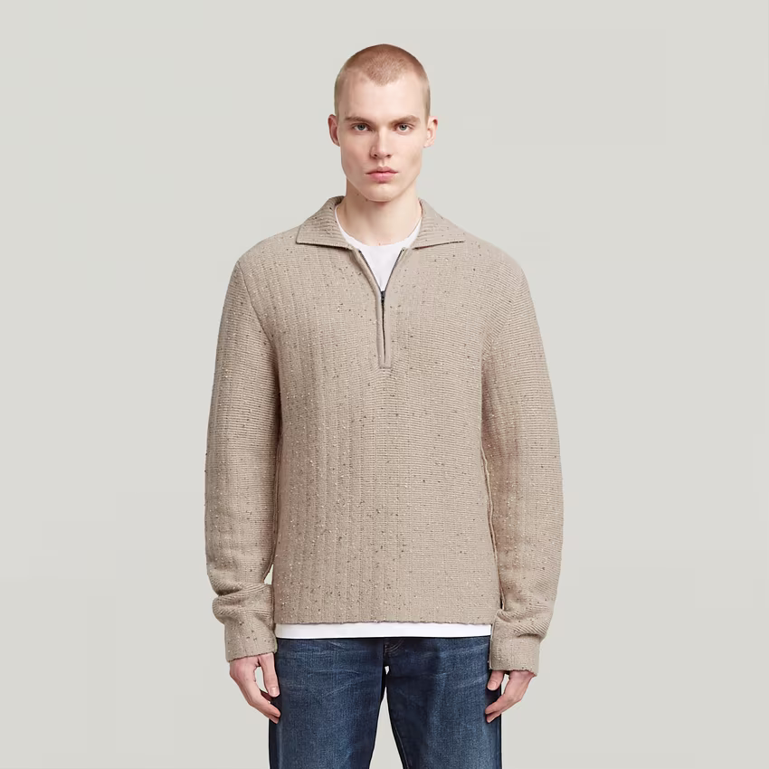 Polo Collar Half Zip Knit