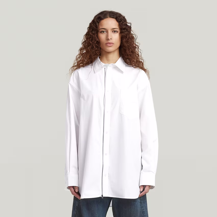 Oversized Zip Poplin Shirt