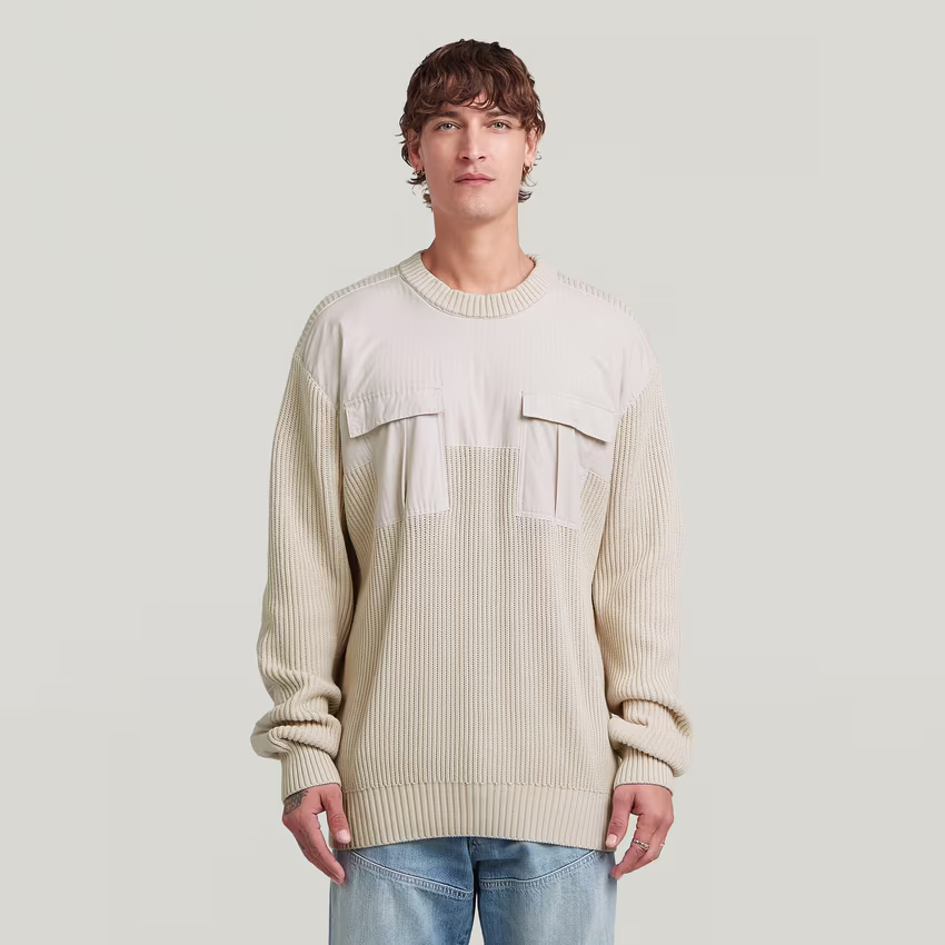 Woven Mix Knit Pullover