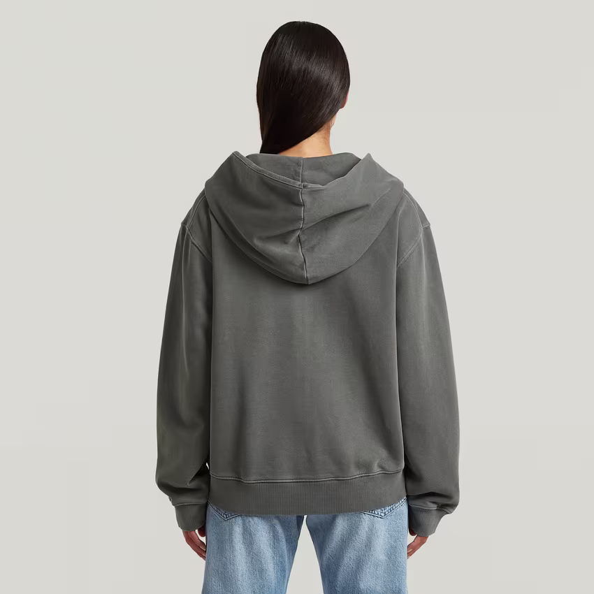 Washed Hoodie Zip Relaxed Sweater