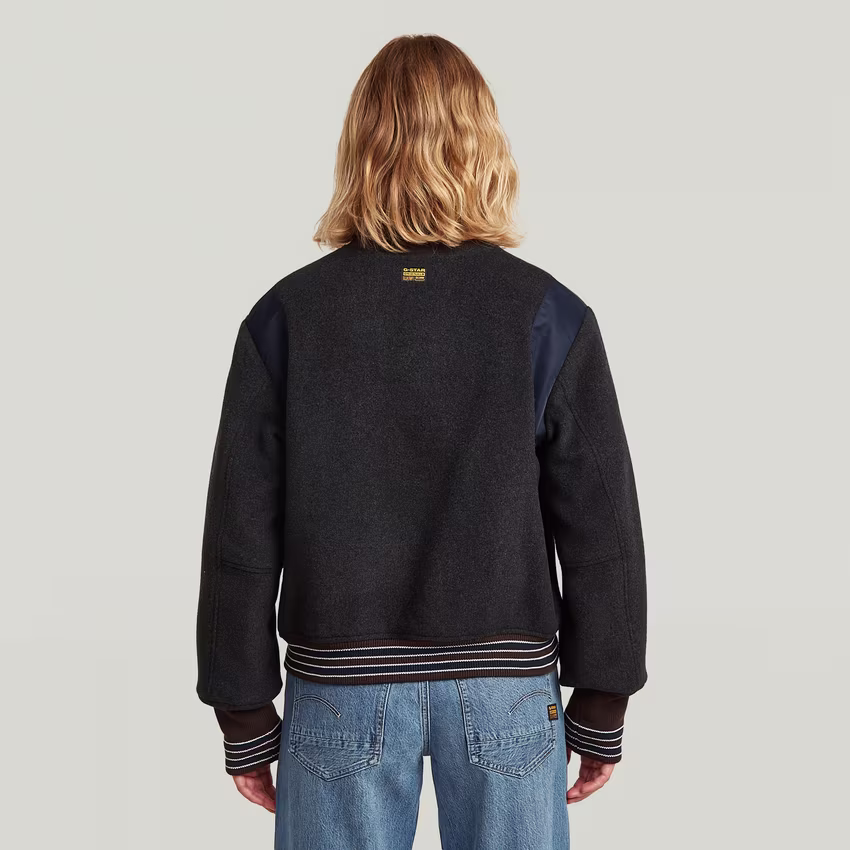 Cropped Varsity Bomber Jacket