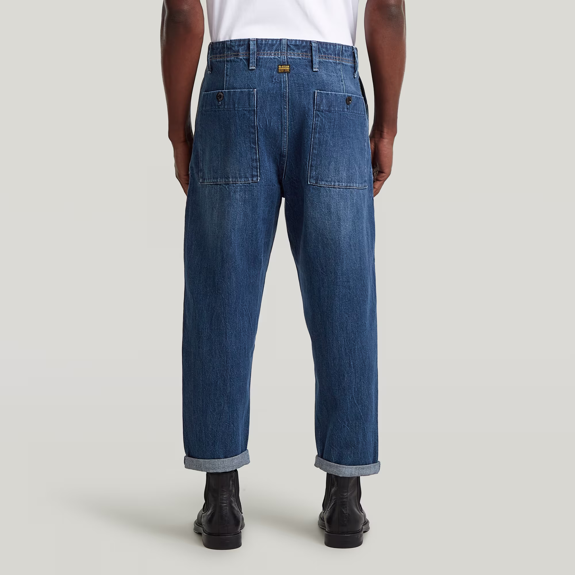 Pleated Chino Denim Relaxed Tapered