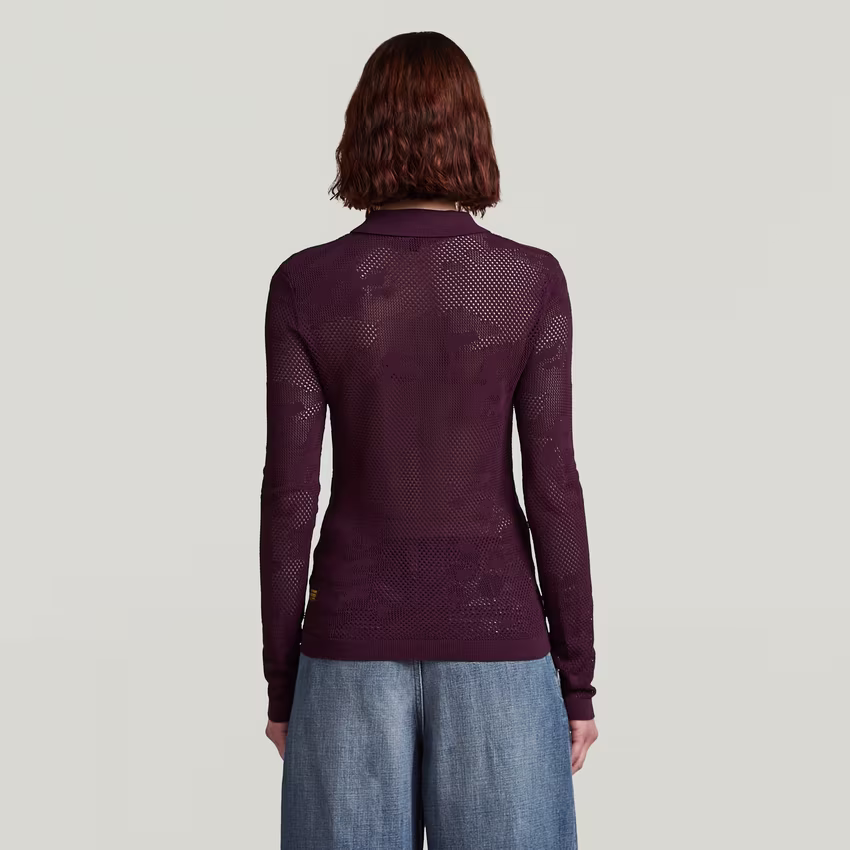 Pointelle Slim Polo Knit