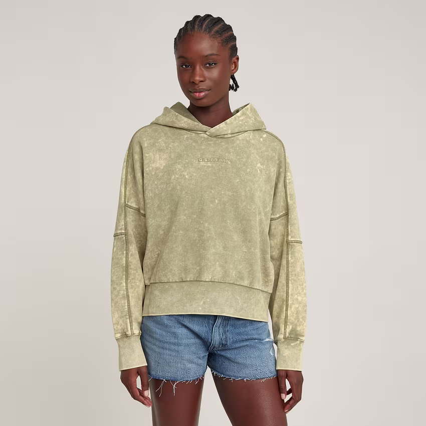 Washed Embossed Oversized Hoodie