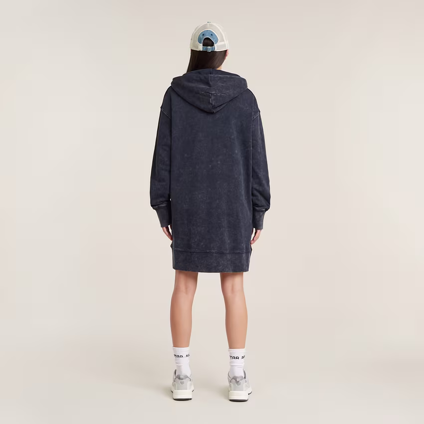 Loose Overdyed Hooded Sweater Dress