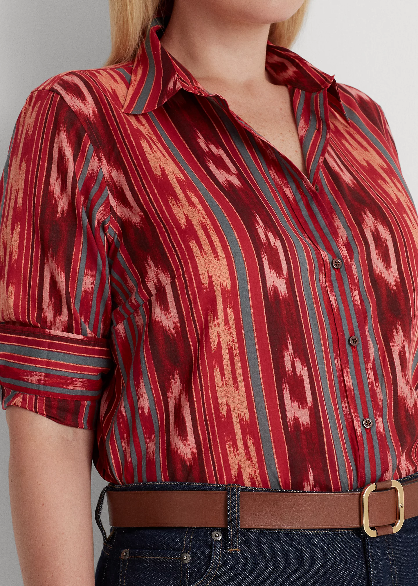 Geo-Striped Cotton Voile Shirt