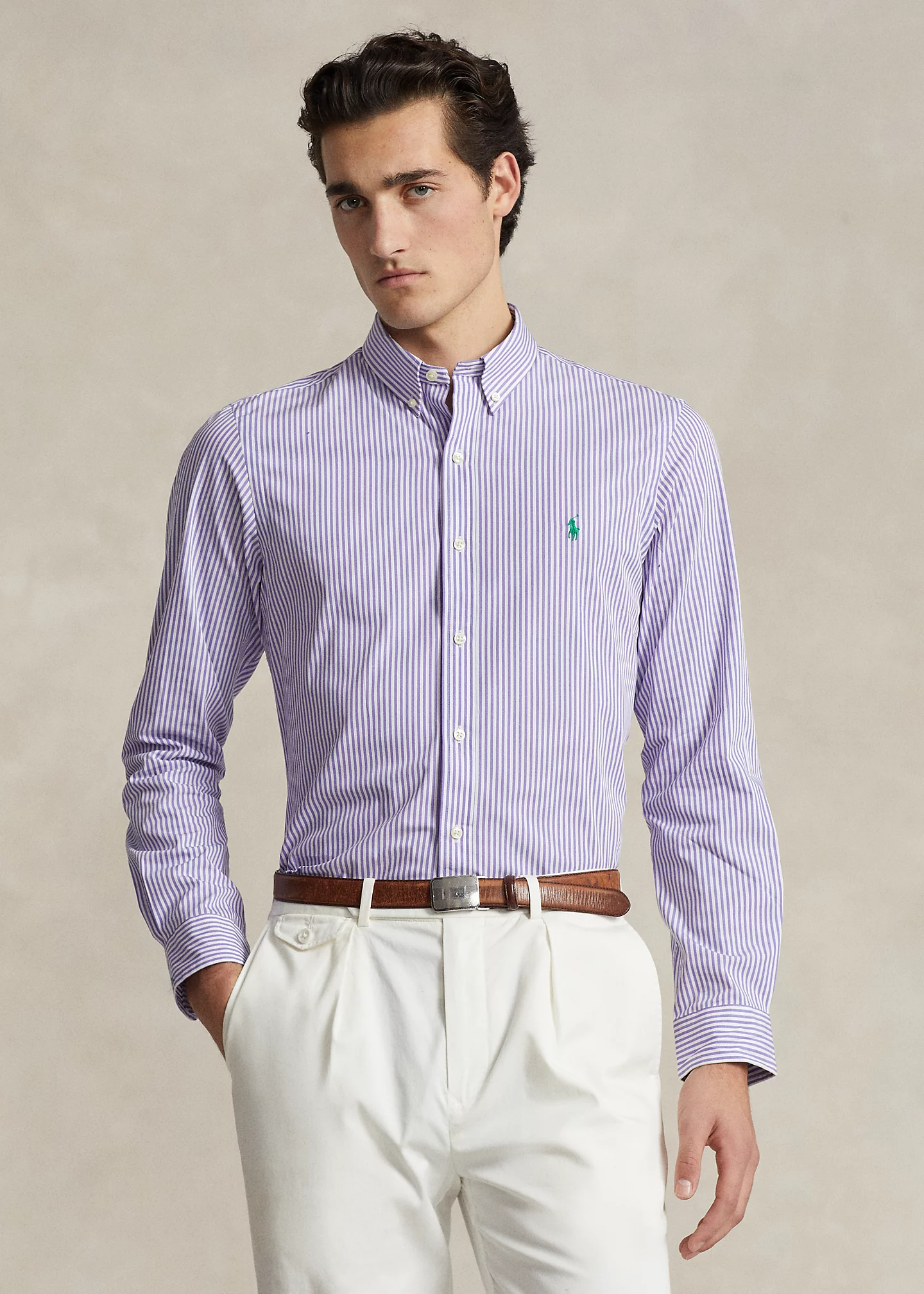 Slim Fit Striped Stretch Poplin Shirt