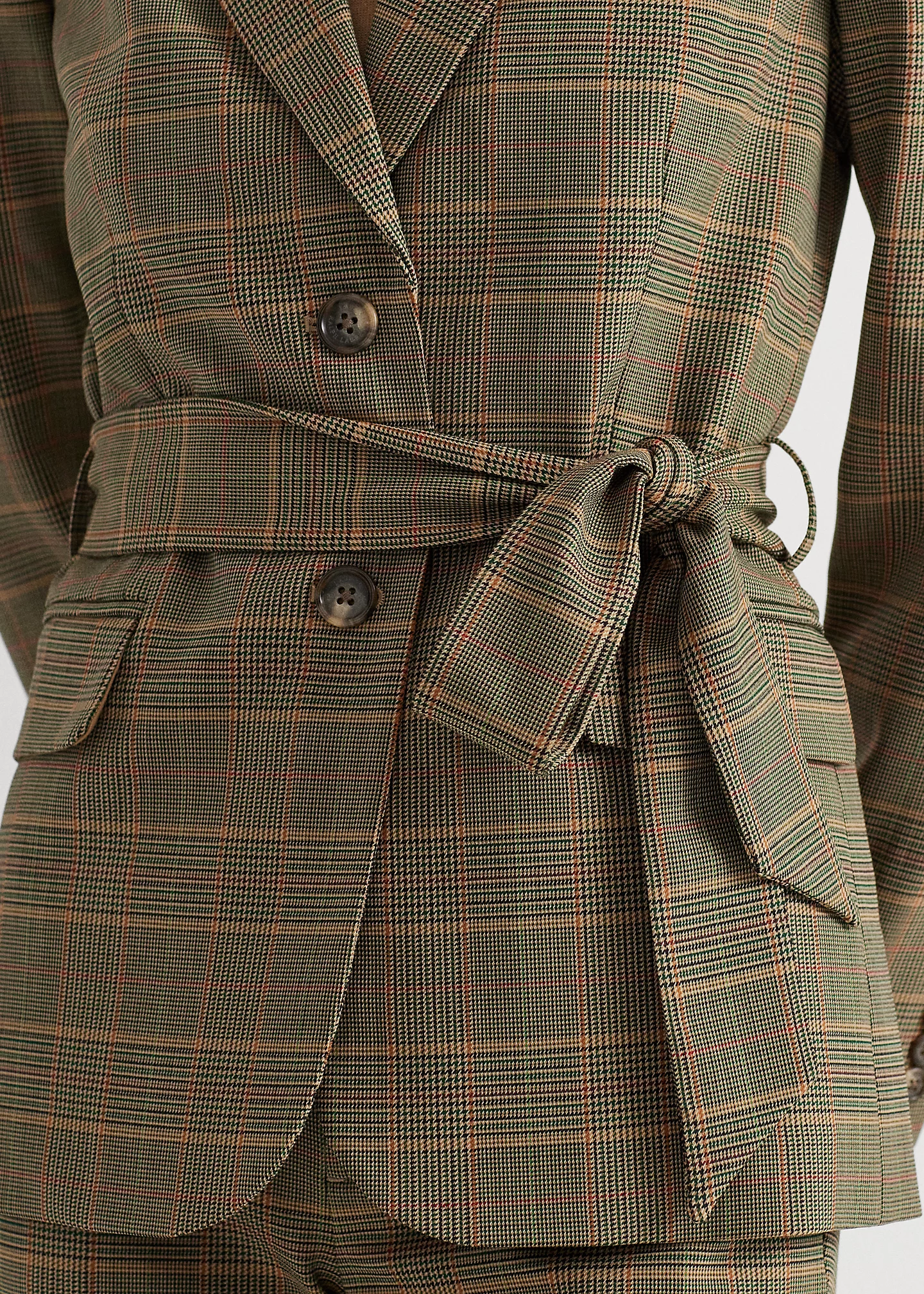 Checked Plaid Wool-Blend Twill Blazer