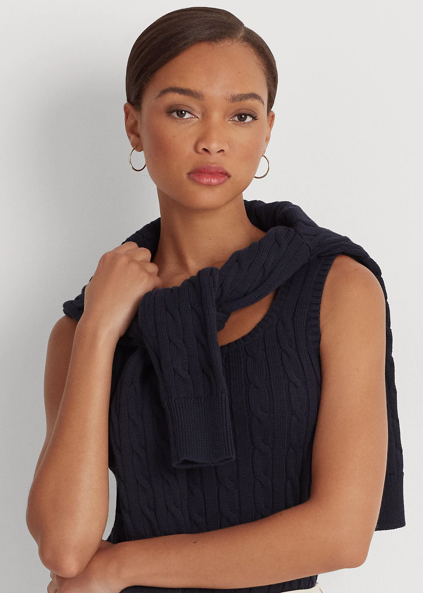 Sleeveless Cable-Knit Sweater