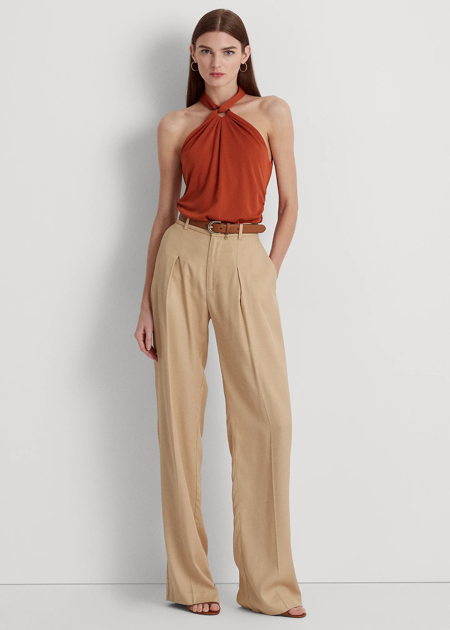 Stretch Jersey Ring-Front Halter Top