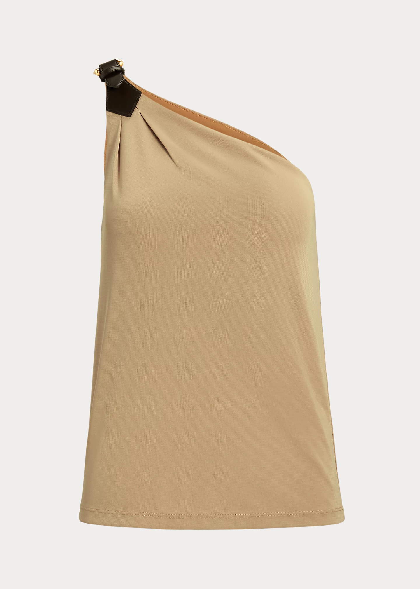Buckle-Trim Jersey One-Shoulder Top