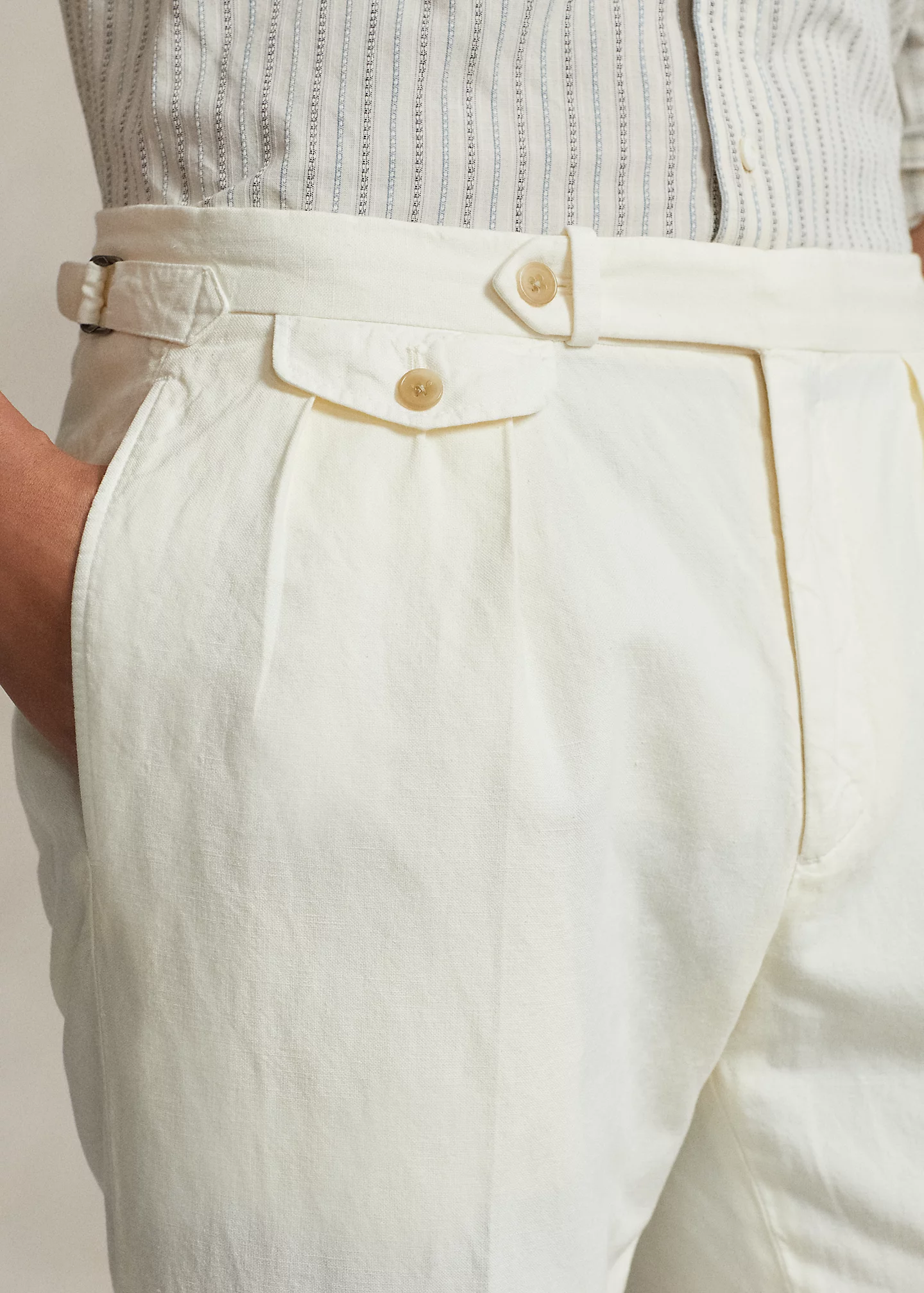 Pleated Cotton-Linen Suit Trouser