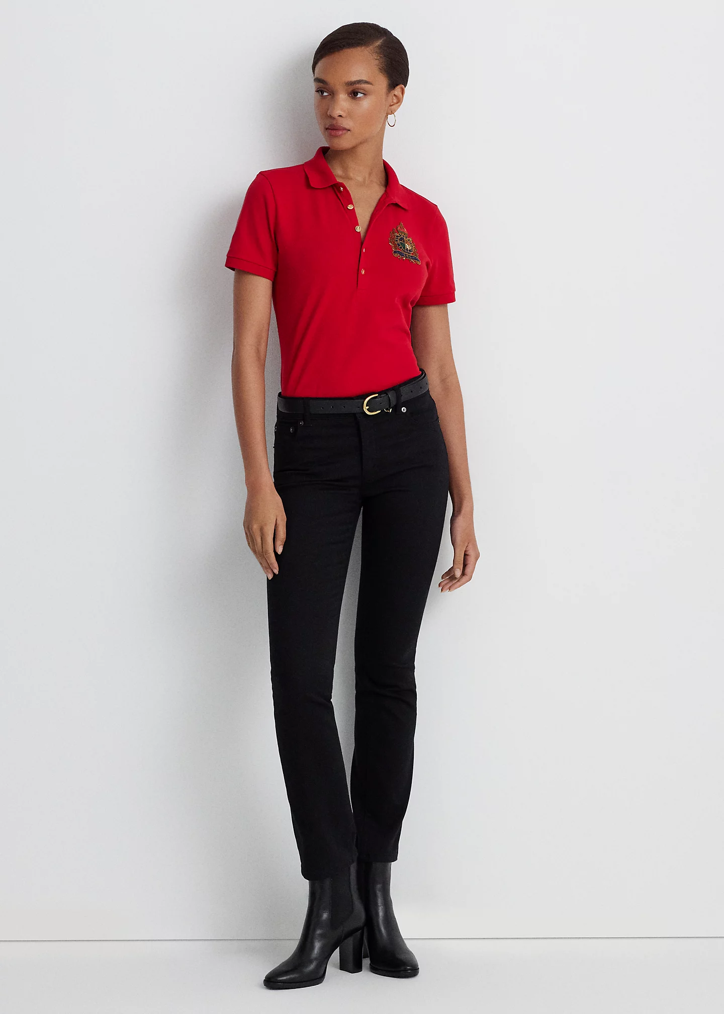 Beaded-Crest Piqué Polo Shirt