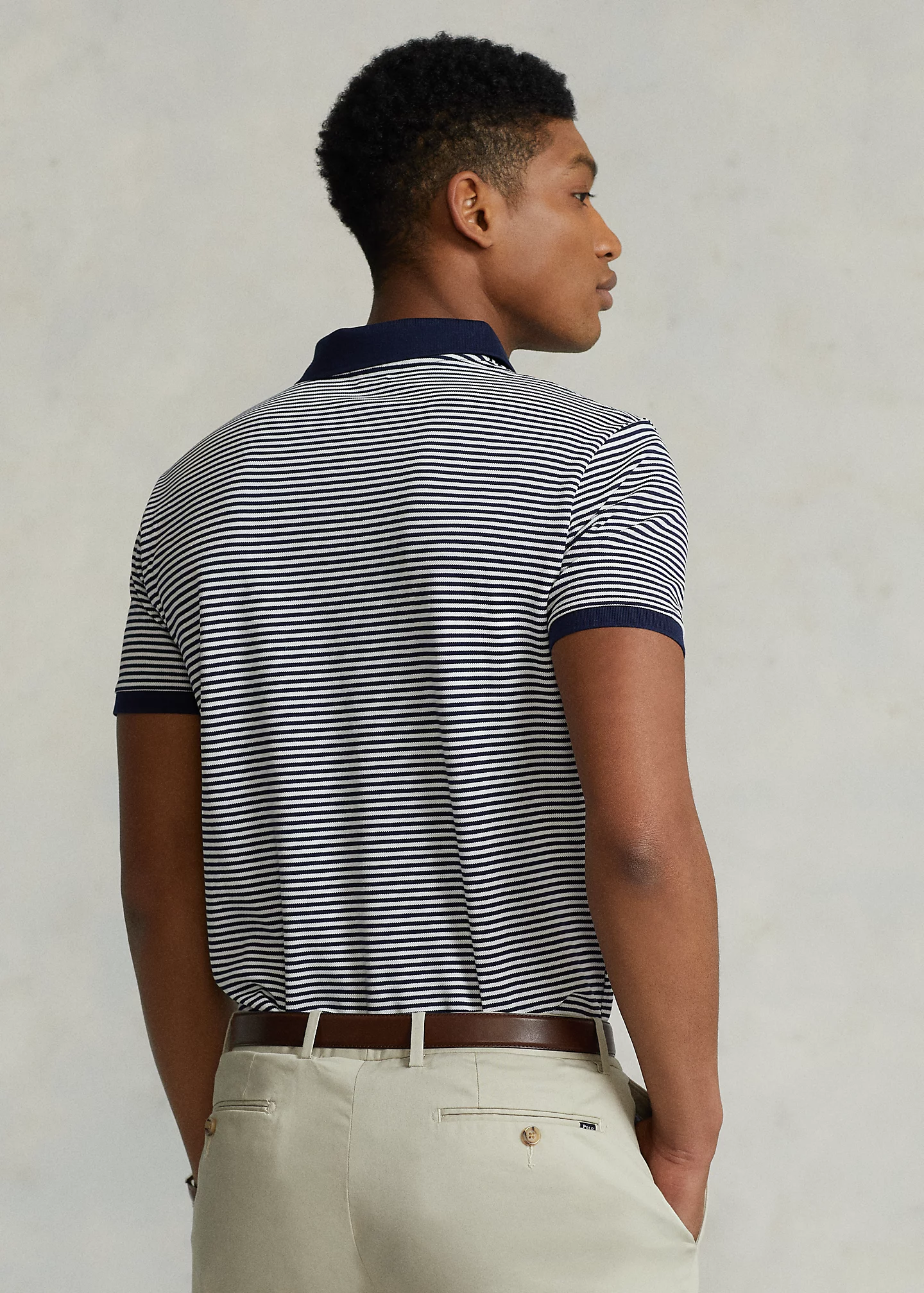 Custom Slim Stretch Mesh Zip Polo Shirt