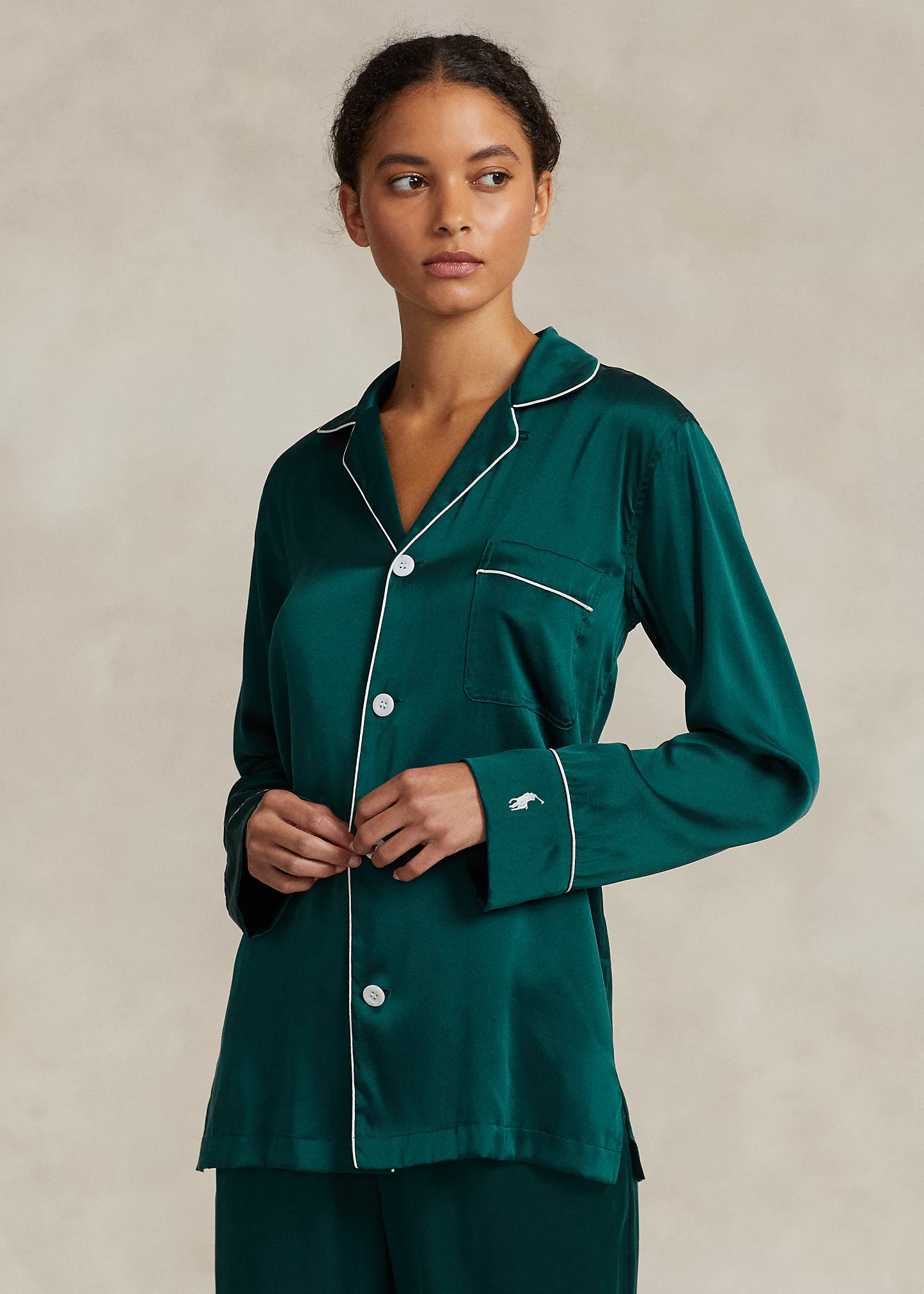 Stretch Silk Long-Sleeve Pajama Set