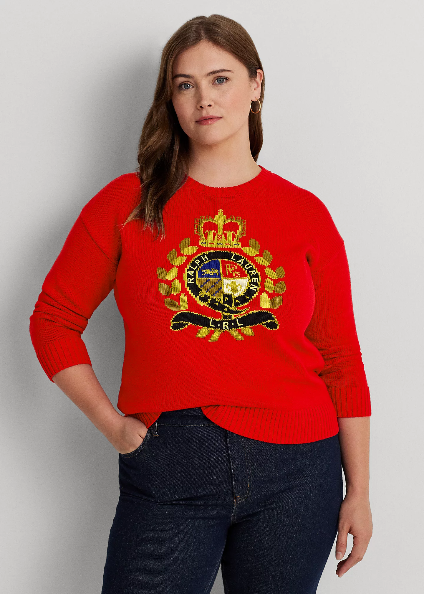 Intarsia-Knit Crest Cotton-Blend Sweater