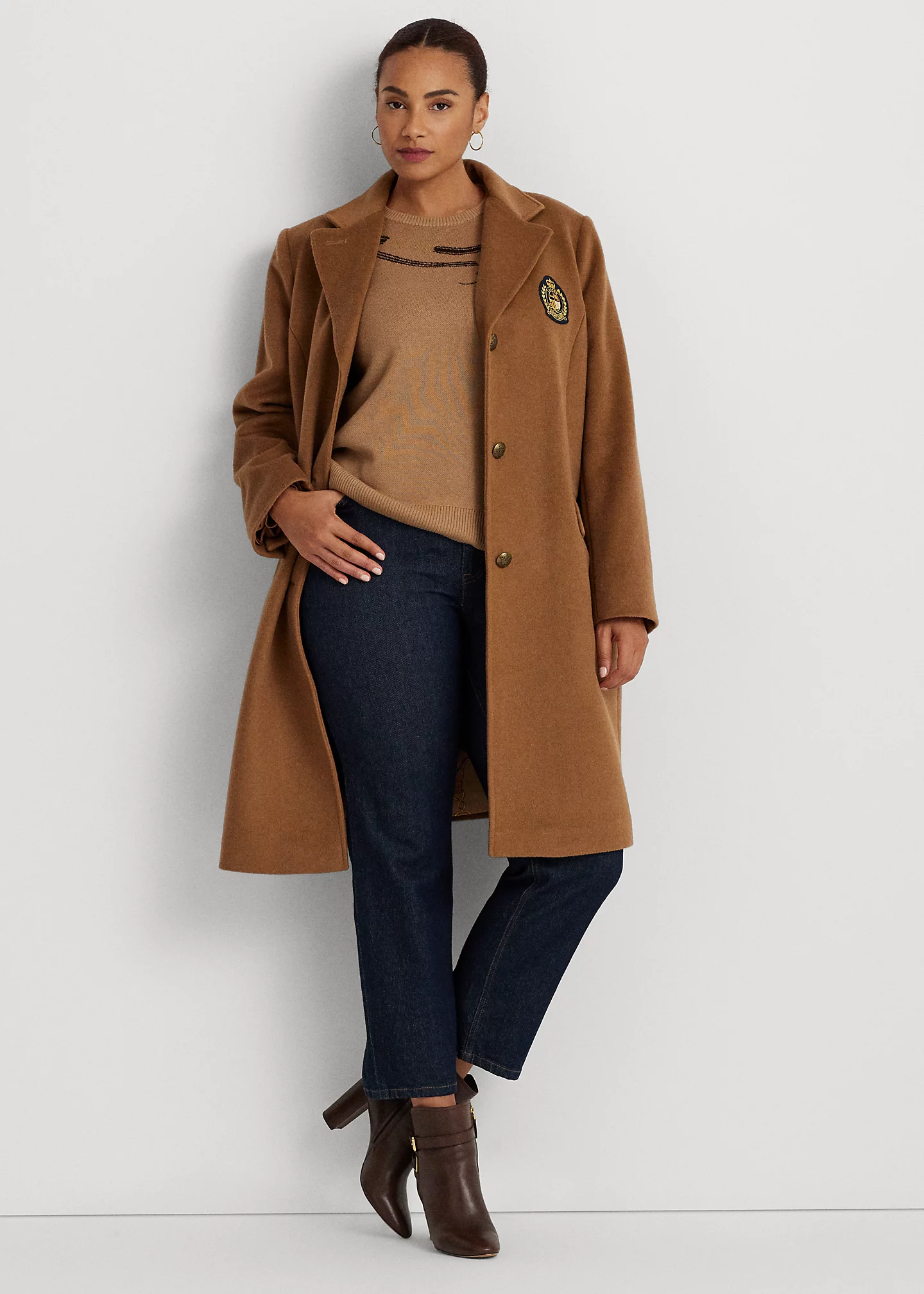 Crest-Patch Wool-Blend Coat