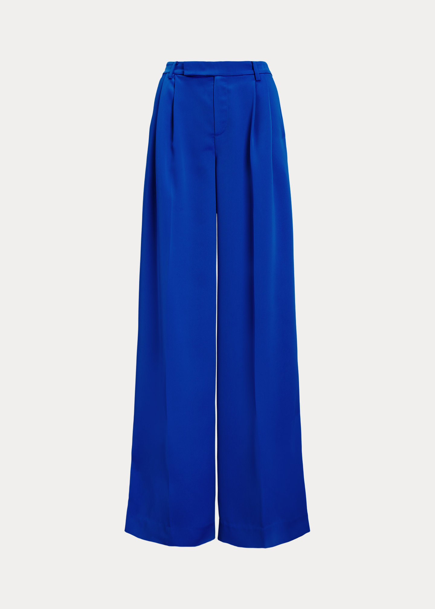 Pleated Satin Crepe Wide-Leg Pant