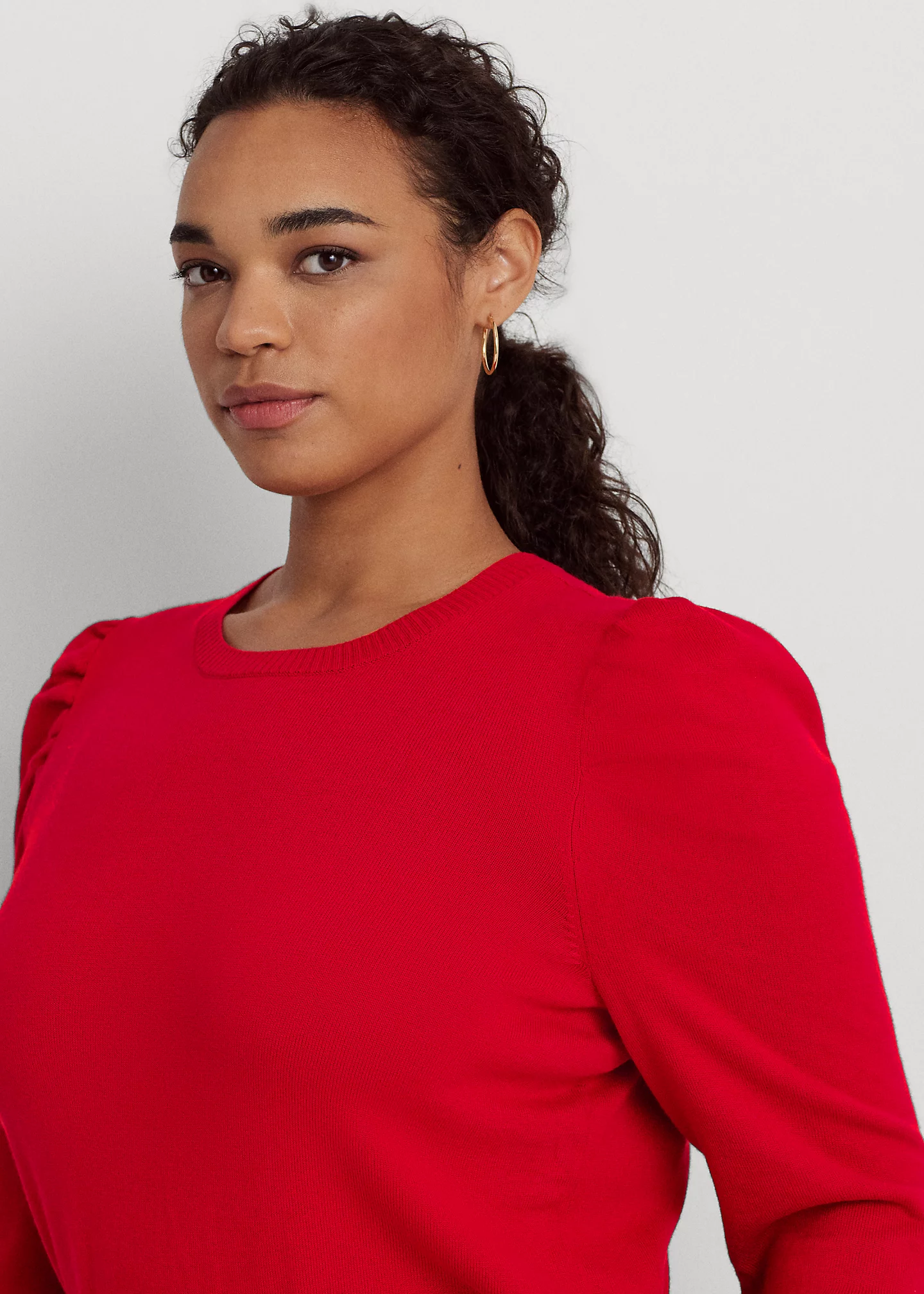 Cotton-Blend Puff-Sleeve Sweater