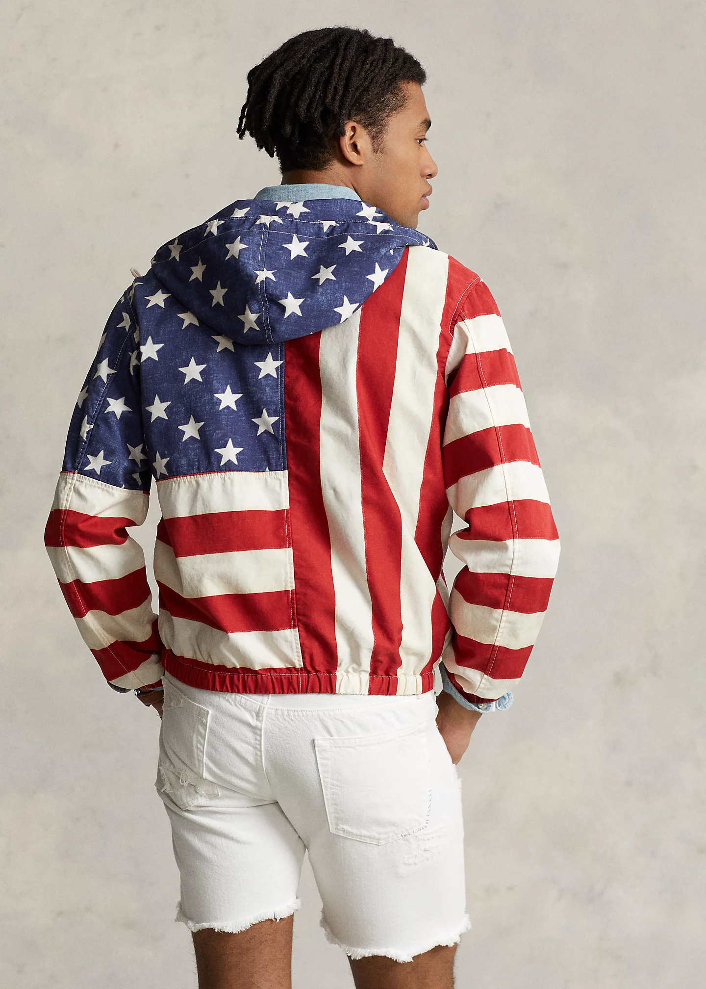 Flag-Print Hooded Jacket
