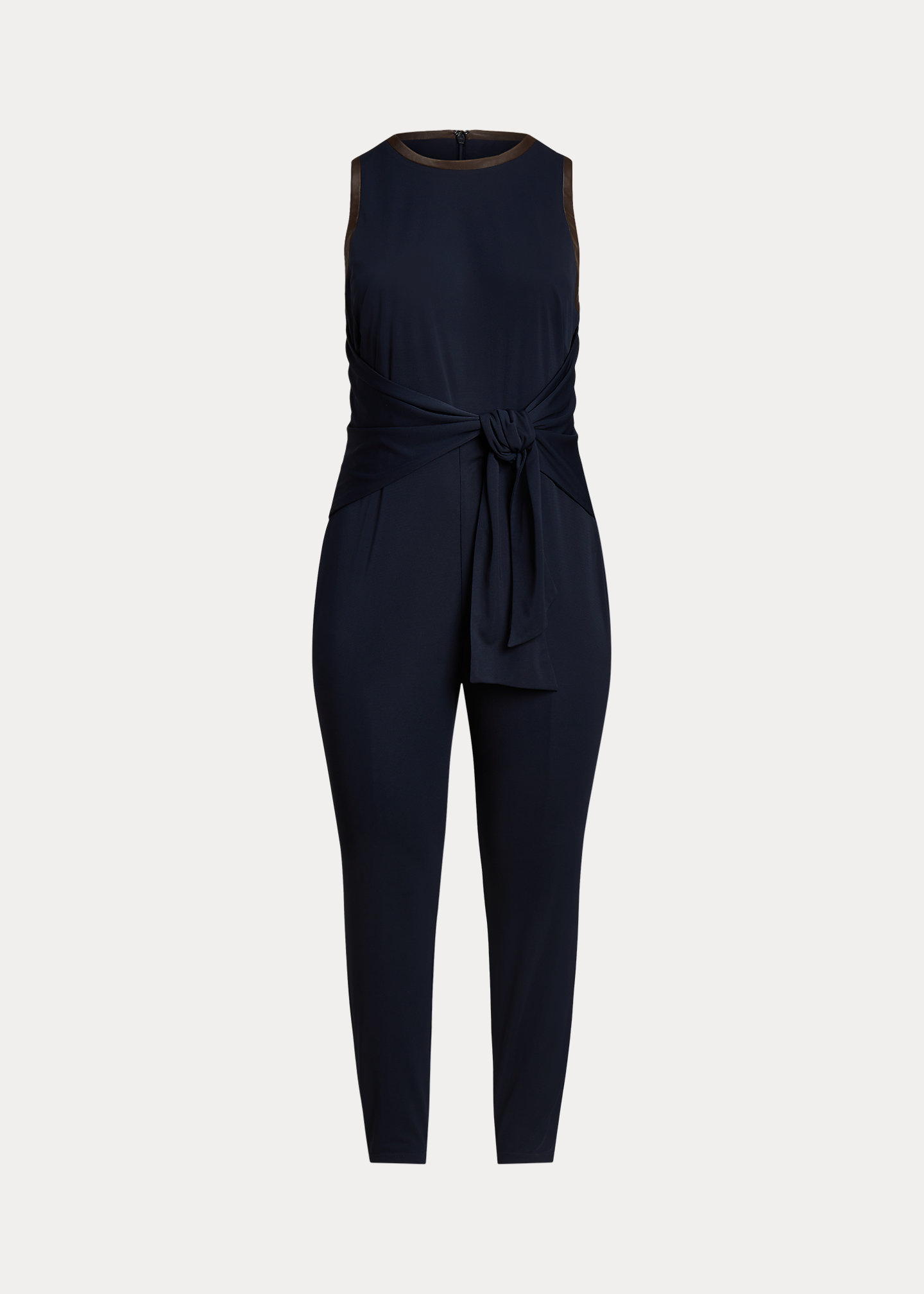 Tie-Front Jersey Sleeveless Jumpsuit