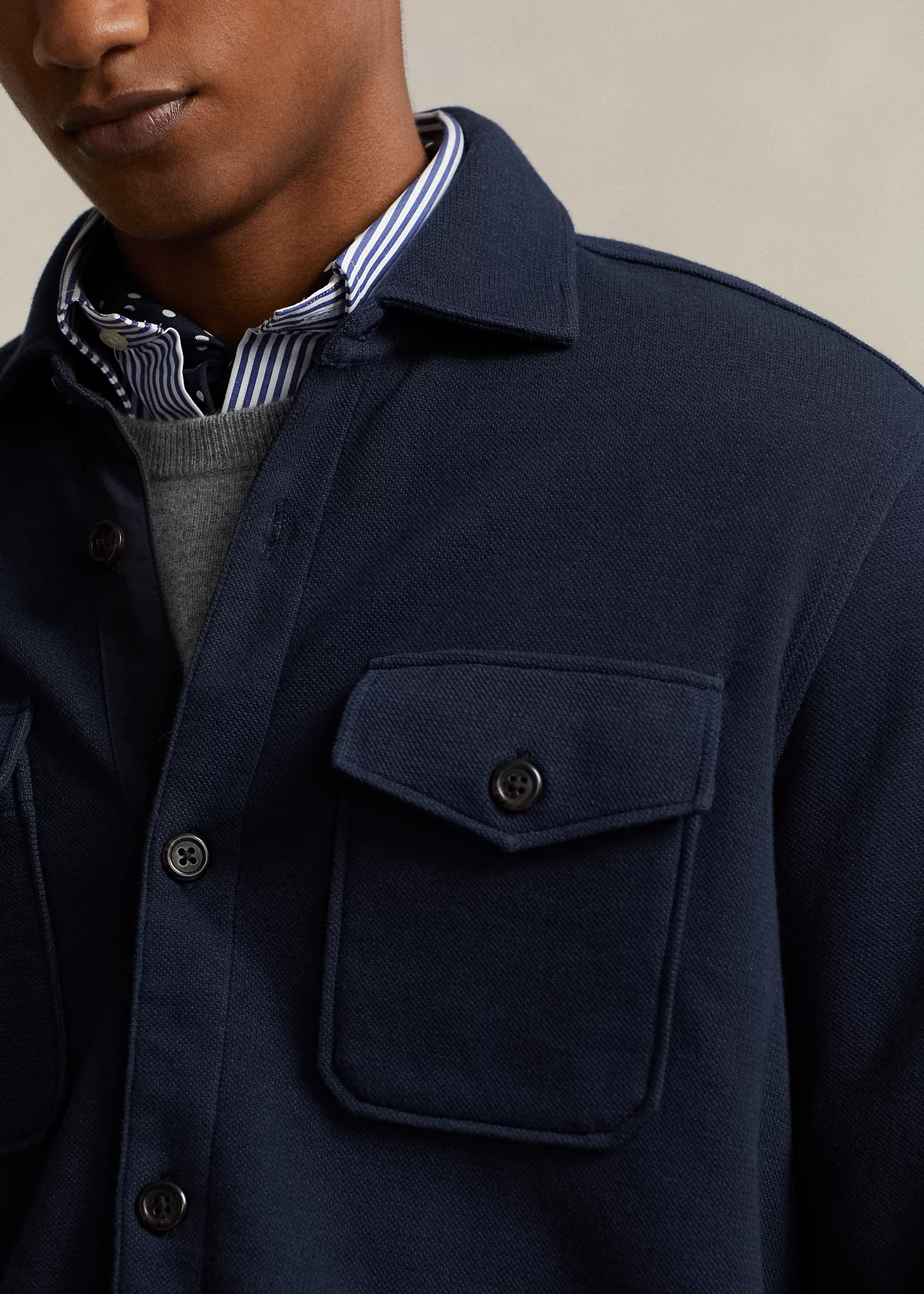 Double-Knit Mesh Overshirt