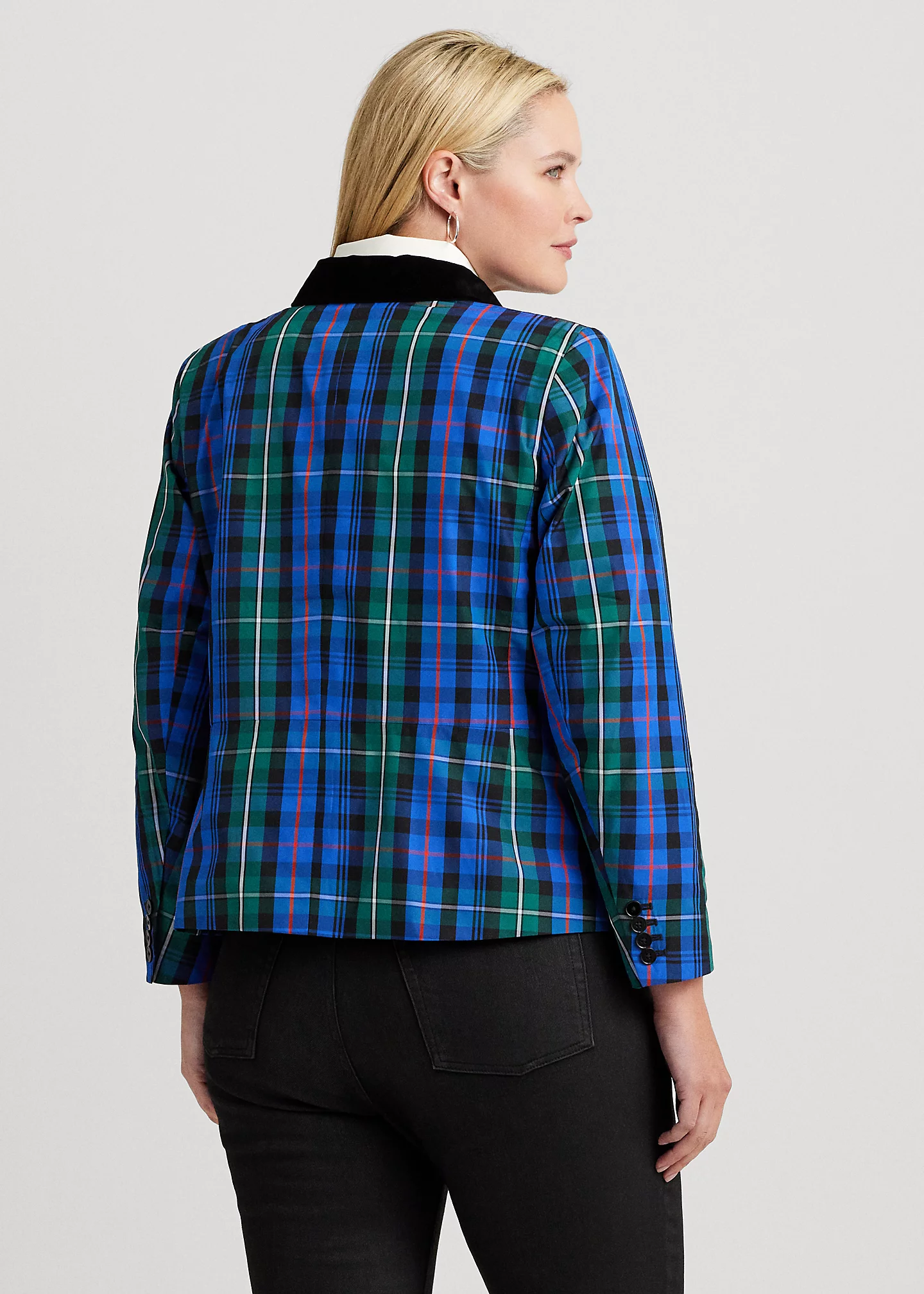 Checked Plaid Taffeta Peplum Jacket