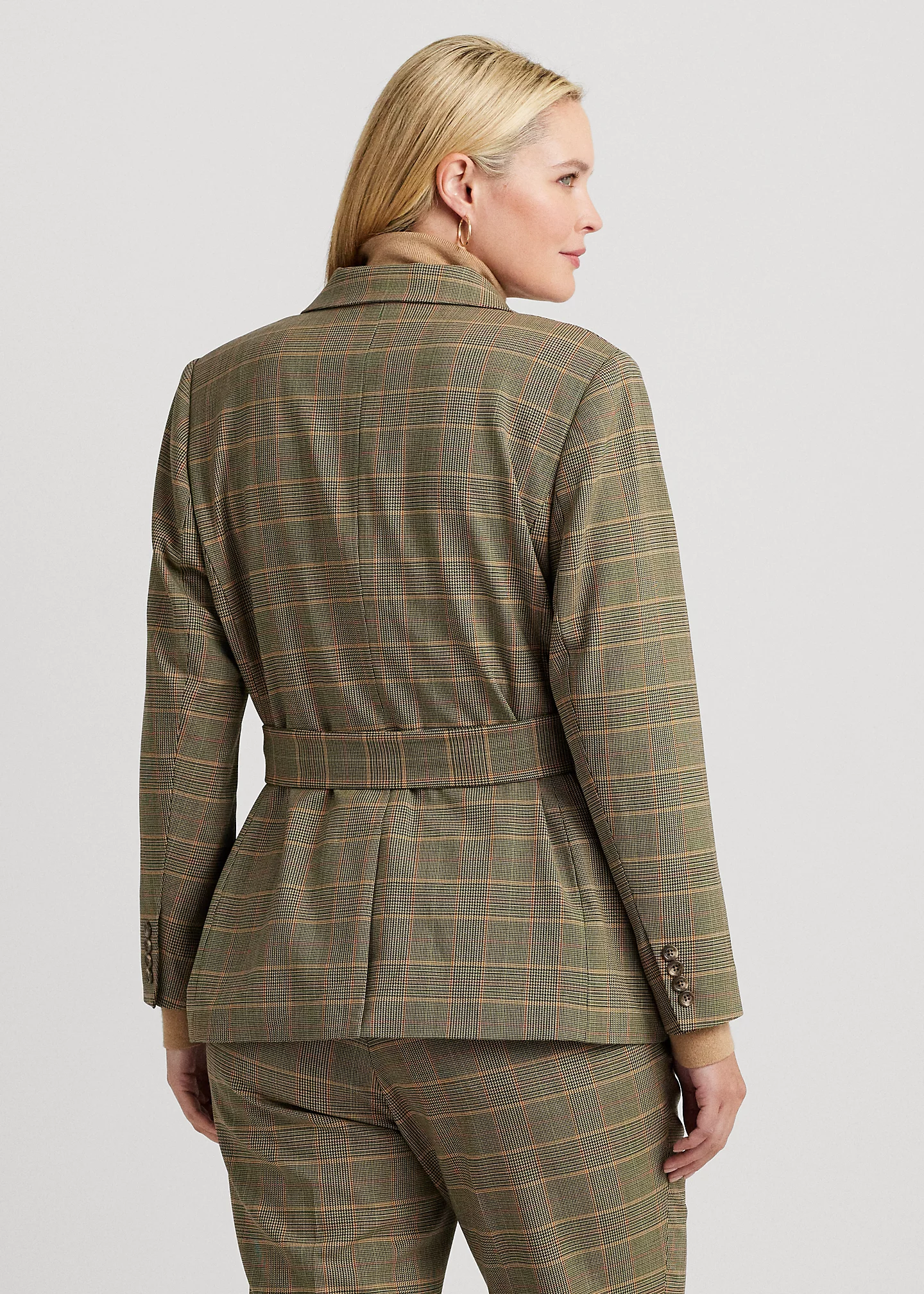 Checked Plaid Wool-Blend Twill Blazer