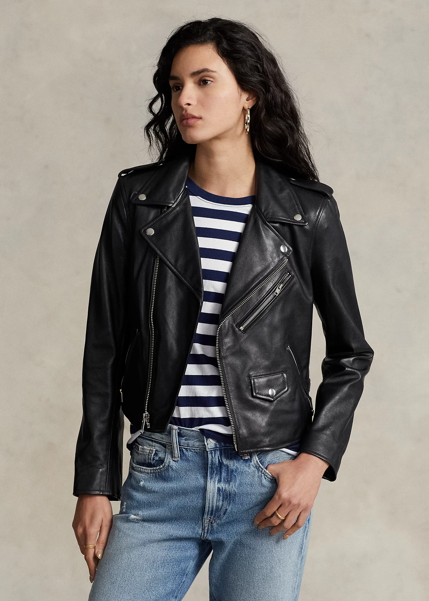 Sheepskin Leather Moto Jacket