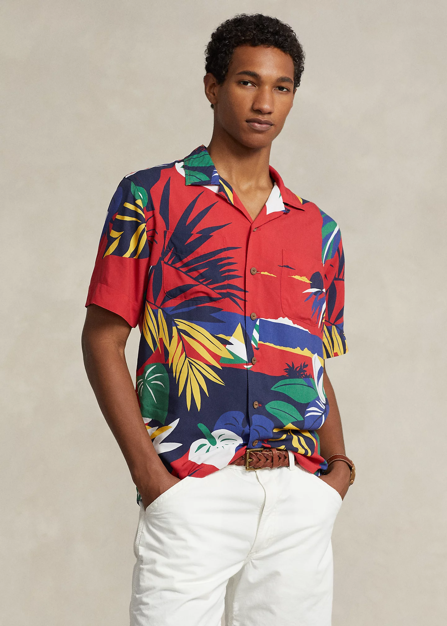 Classic Fit Hoffman Print Camp Shirt