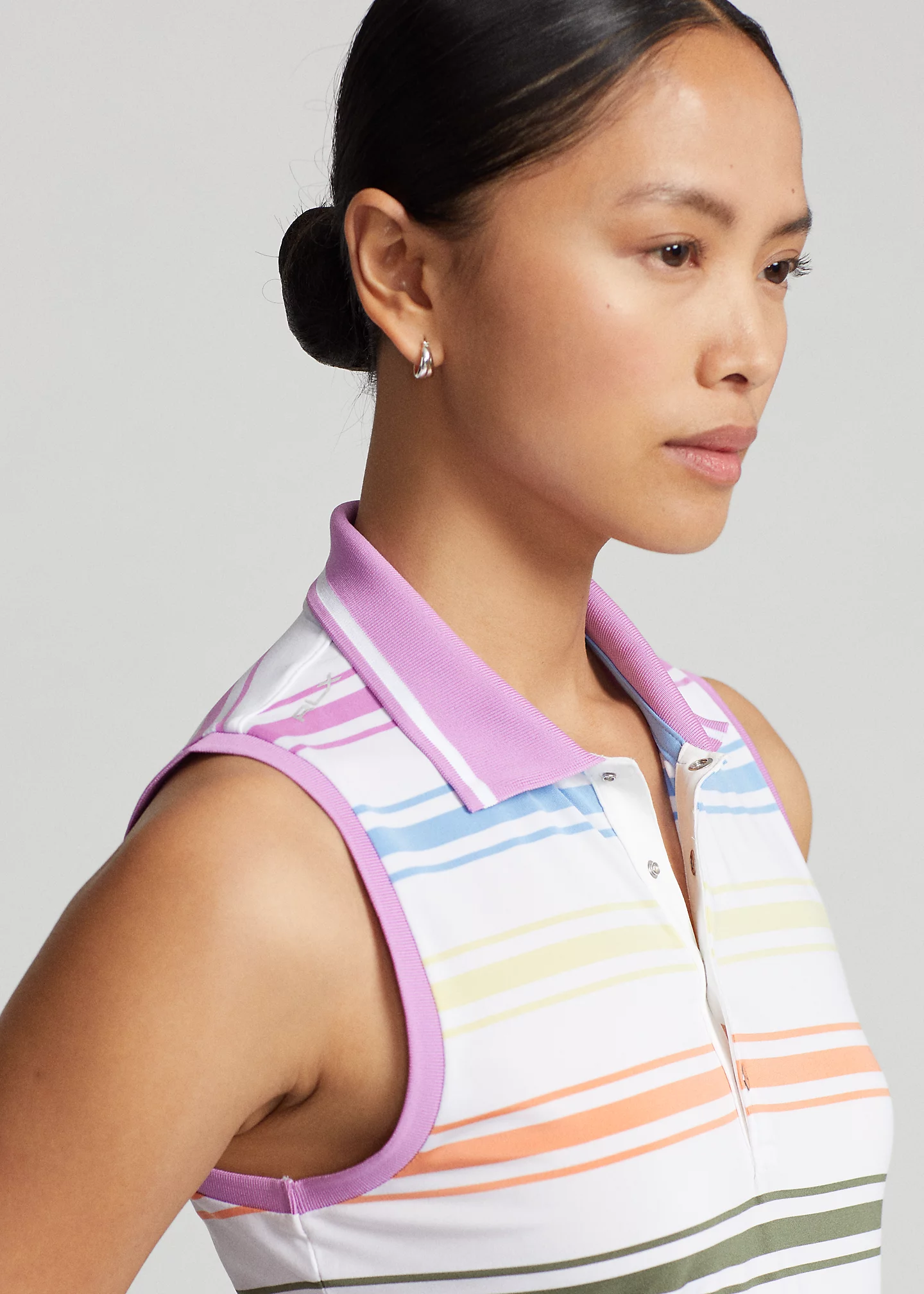 Tailored Fit Striped Sleeveless Polo