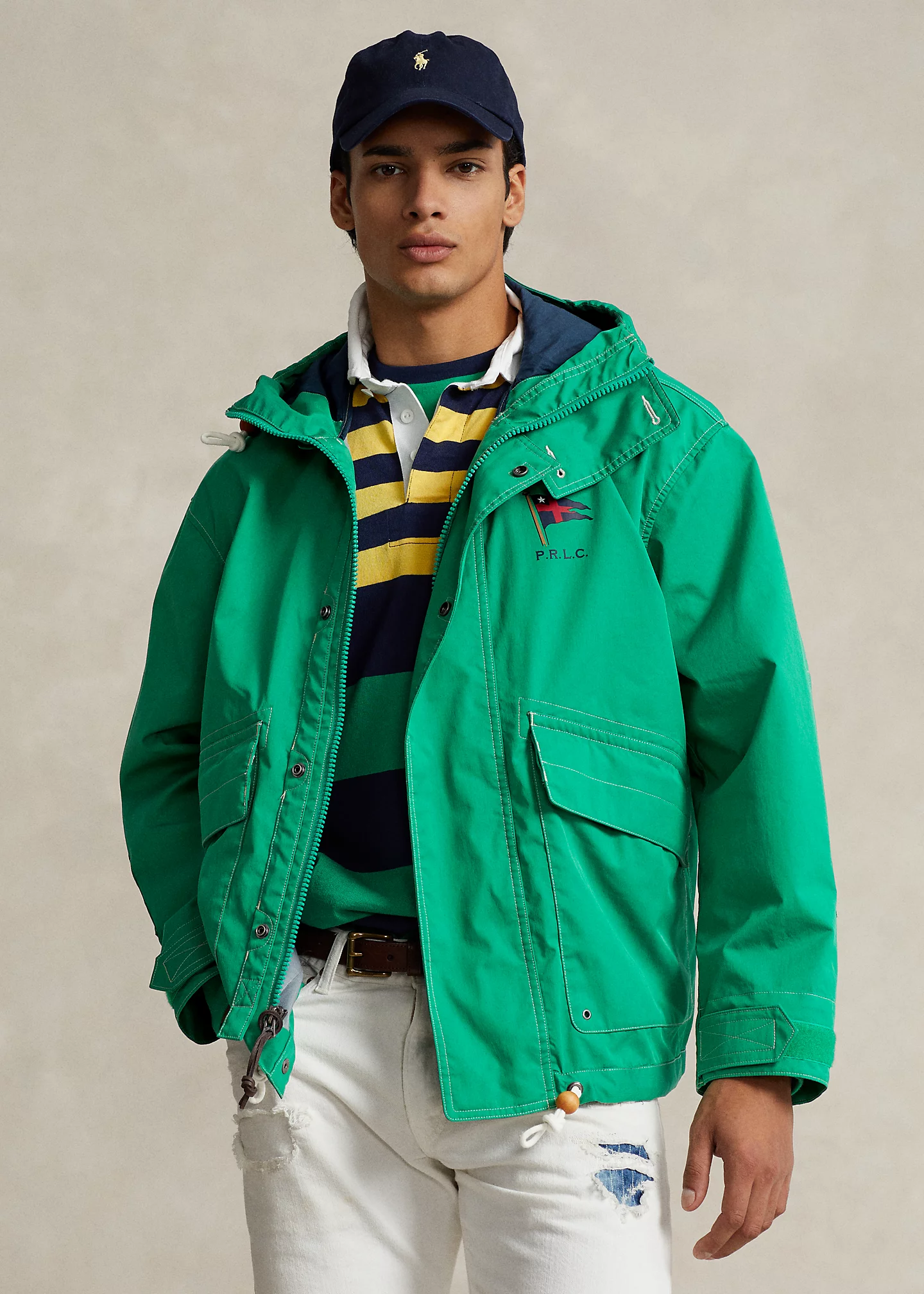 Water-Repellent Twill Hooded Jacket