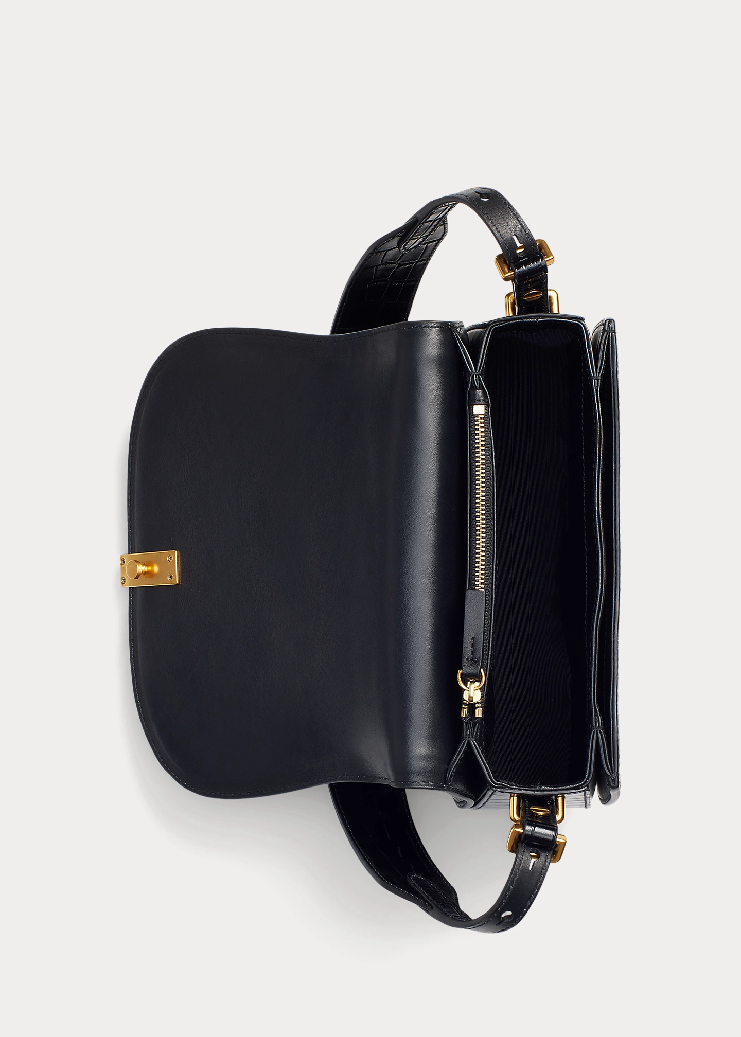 Polo ID Croc-Embossed Saddle Bag