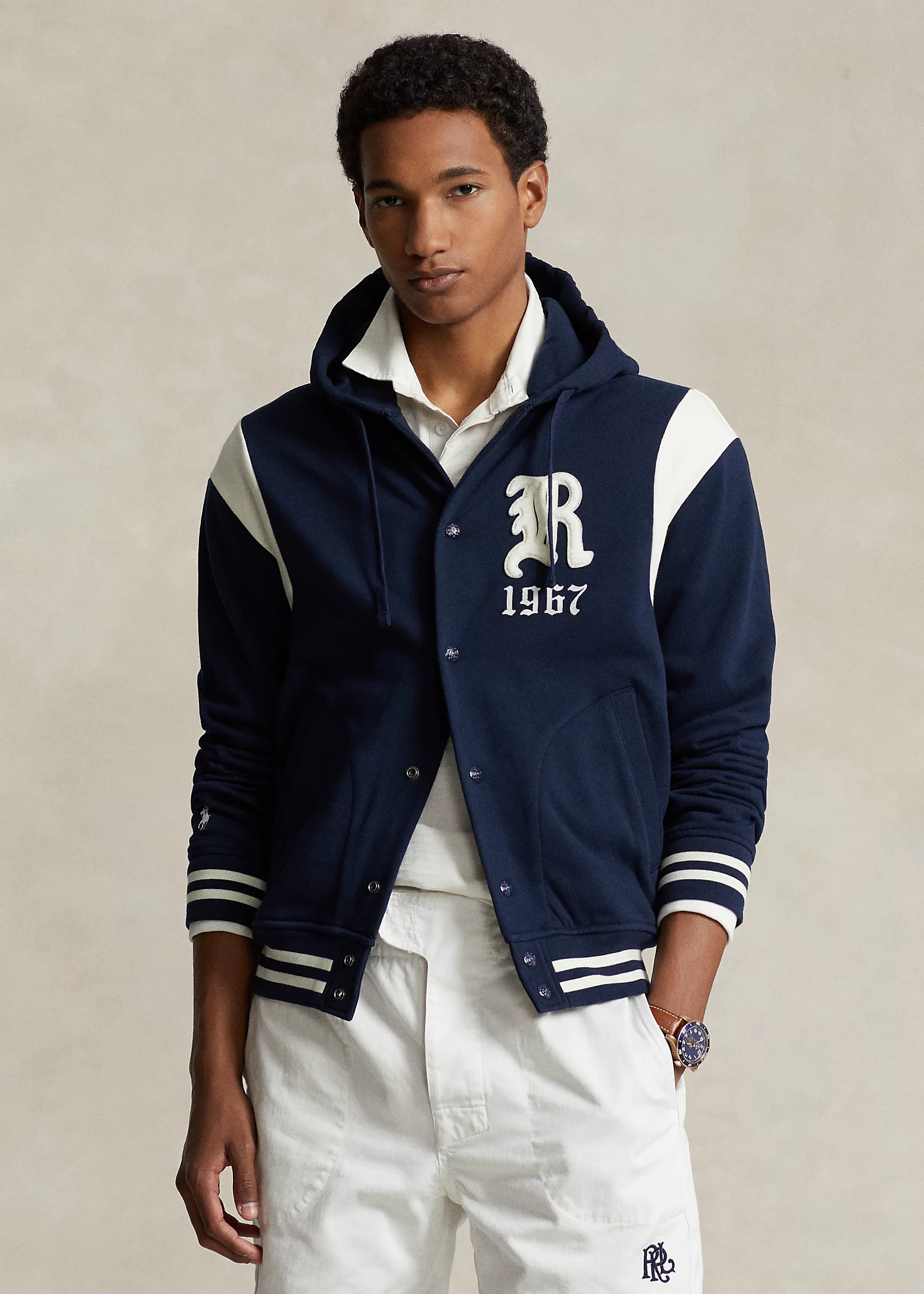 Fleece Hooded Baseball Jacket
