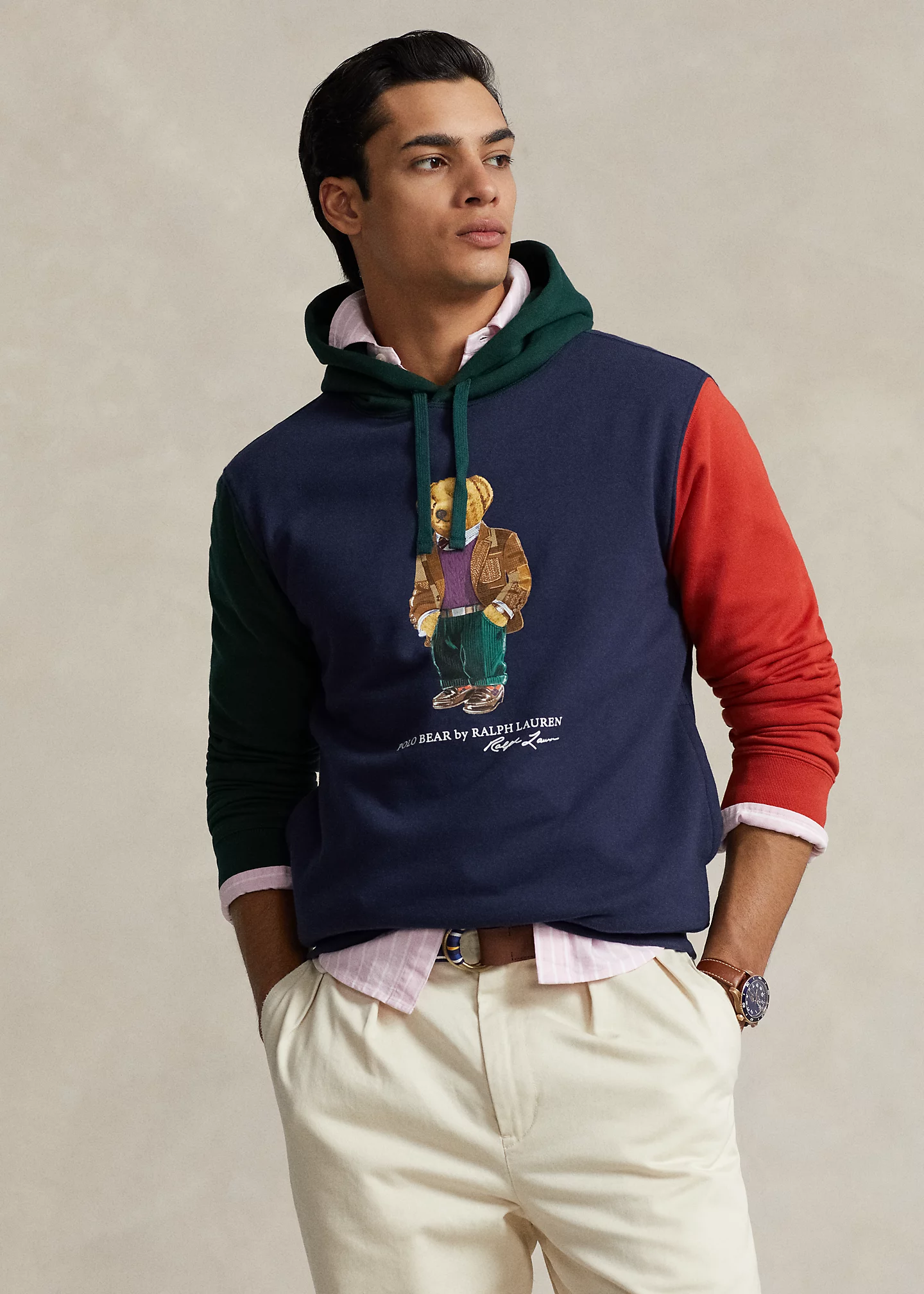 Polo Bear Color-Blocked Fleece Hoodie